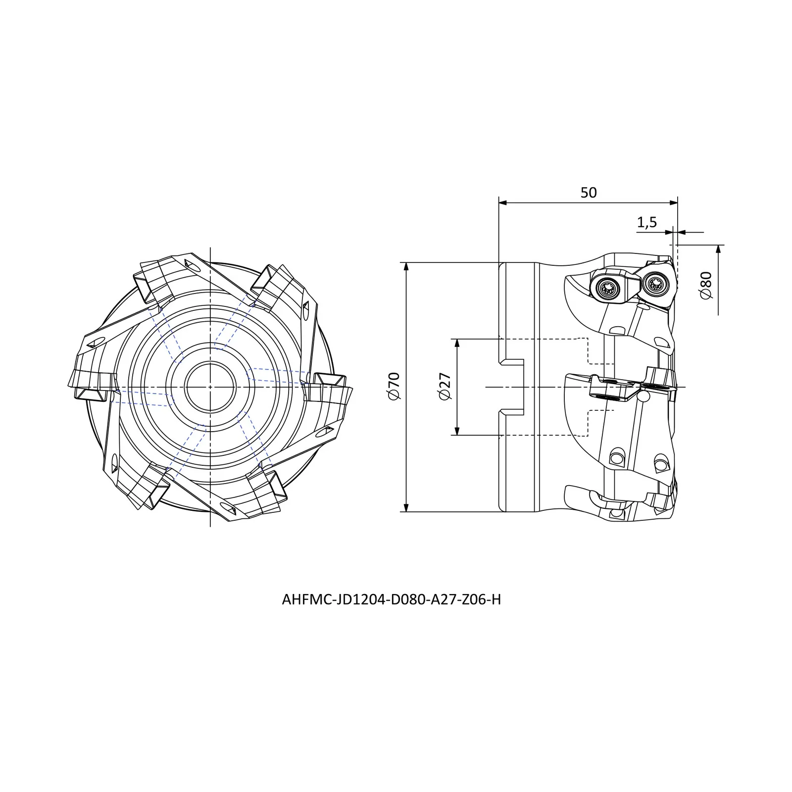 AHFMC-JD1204-D080-A27-Z06-H &mdash; dimensioned drawing