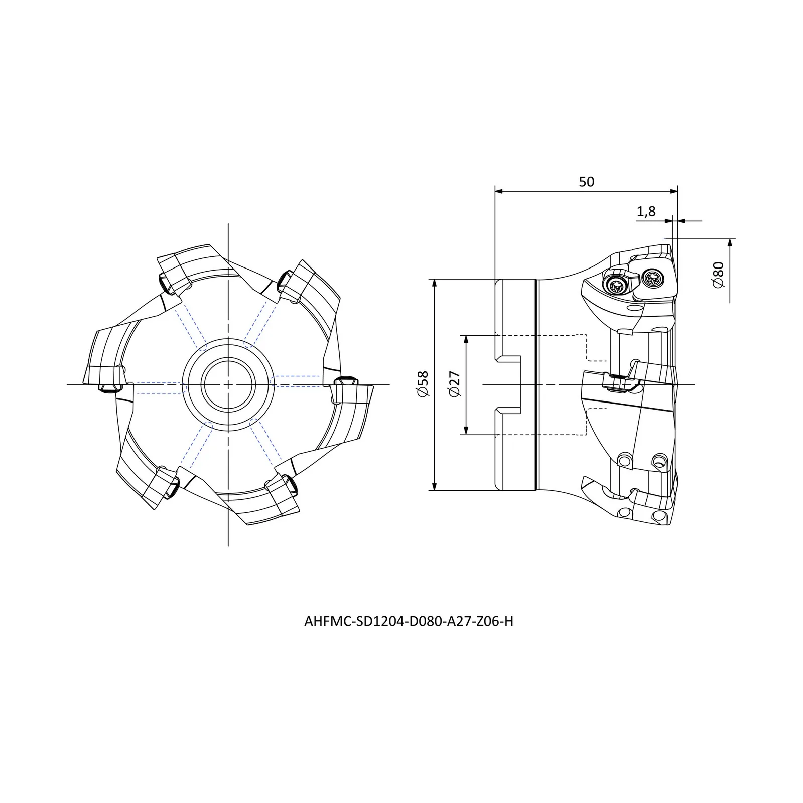 AHFMC-SD1204-D080-A27-Z06-H &mdash; dimensioned drawing