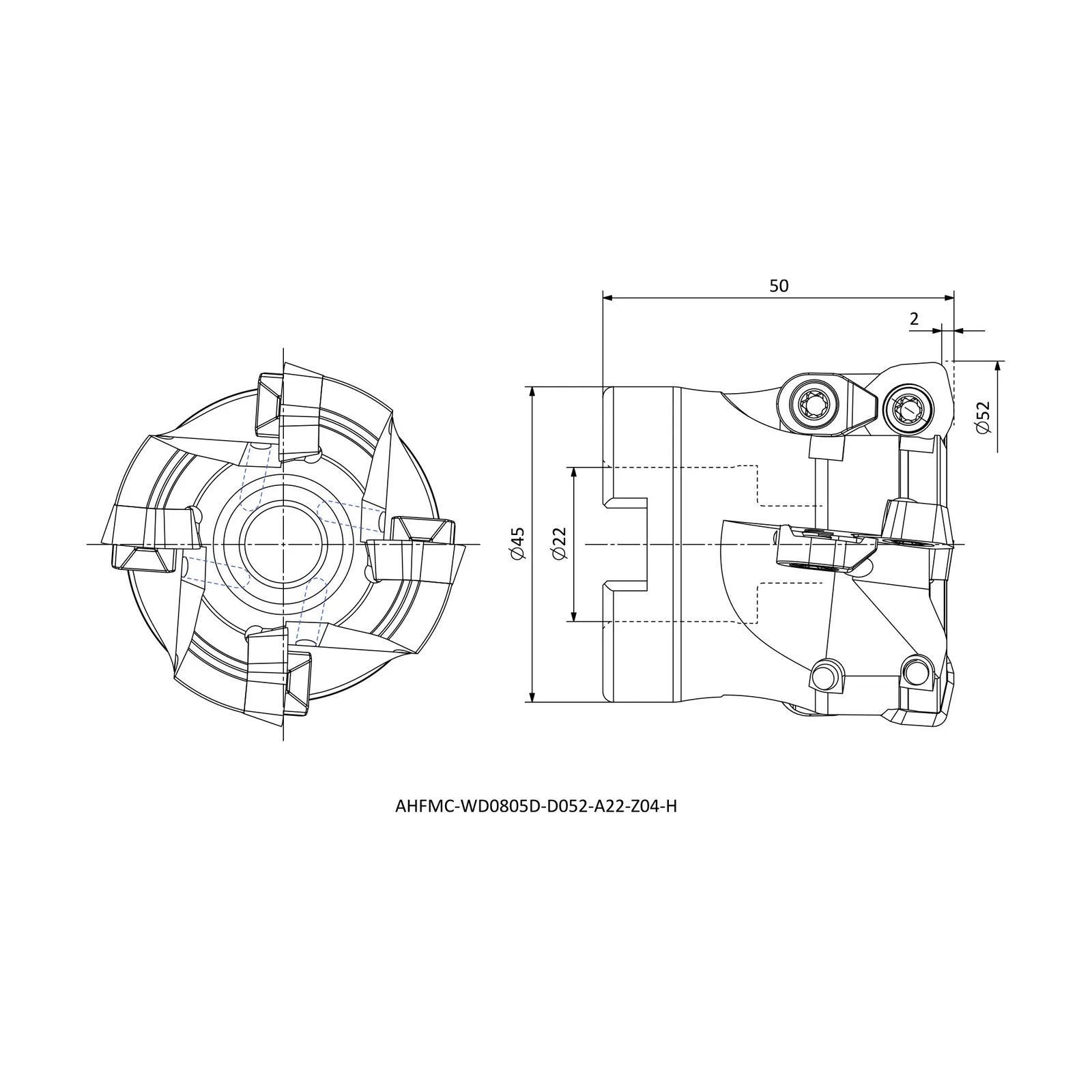 AHFMC-WD0805D-D052-A22-Z04-H &mdash; dimensioned drawing
