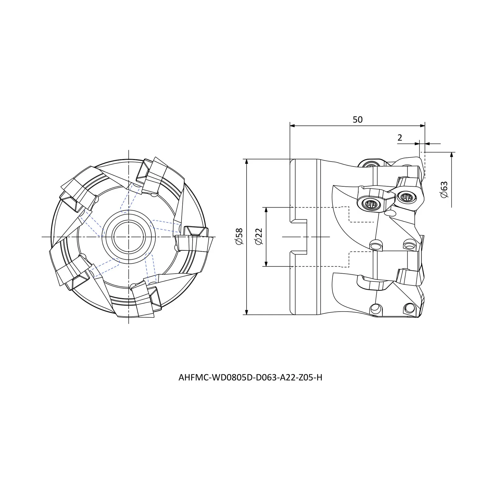AHFMC-WD0805D-D063-A22-Z05-H &mdash; dimensioned drawing