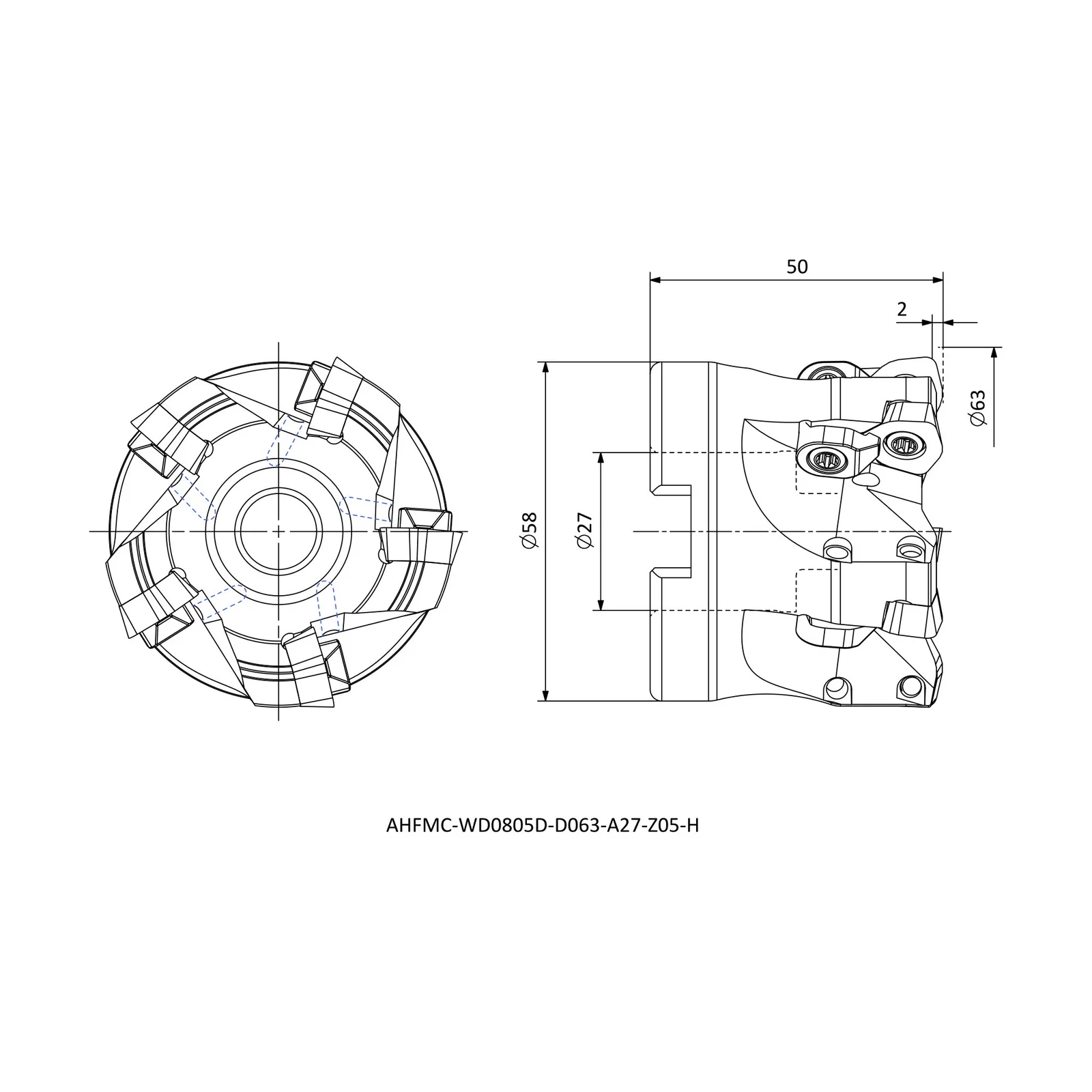 AHFMC-WD0805D-D063-A27-Z05-H &mdash; dimensioned drawing