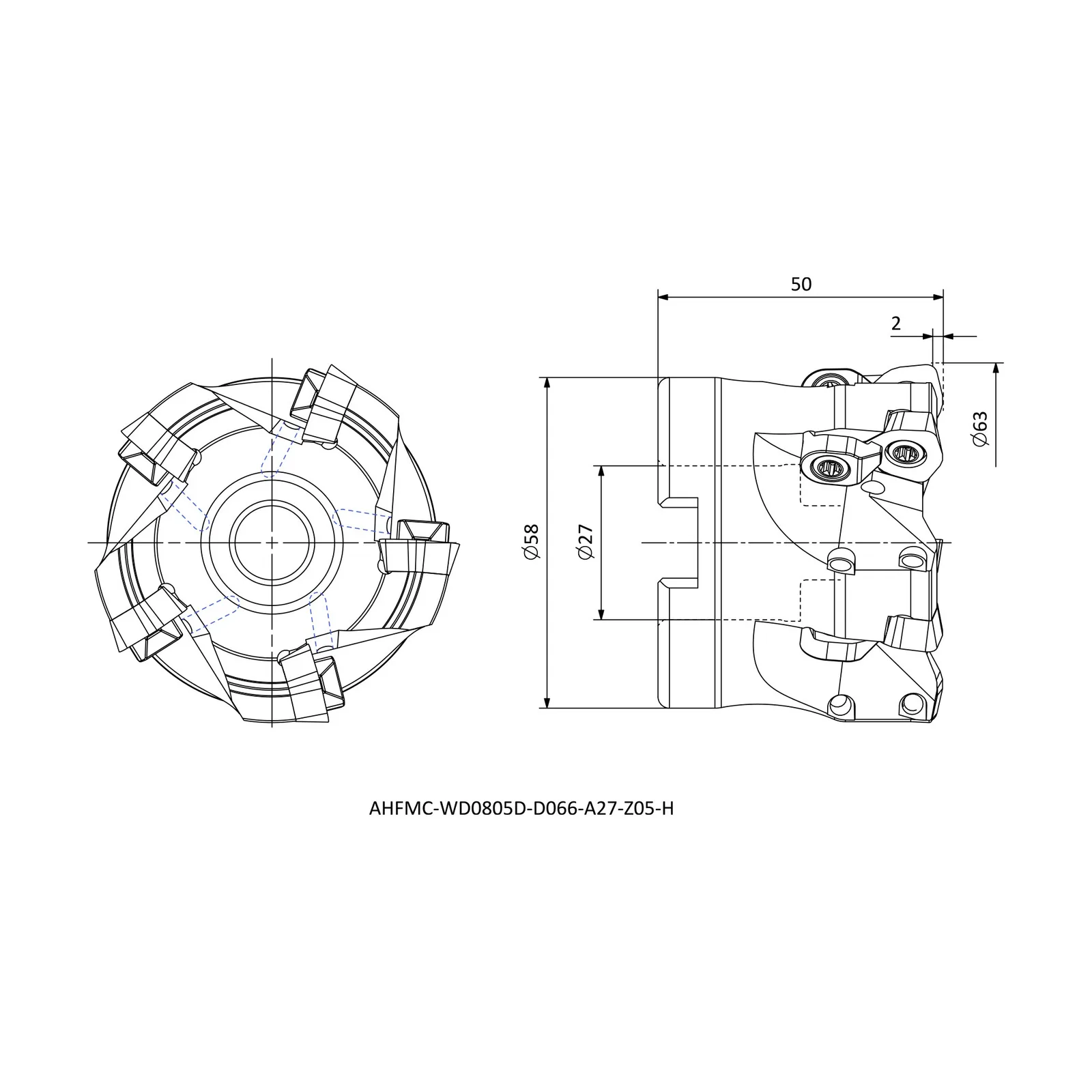 AHFMC-WD0805D-D066-A27-Z05-H &mdash; dimensioned drawing