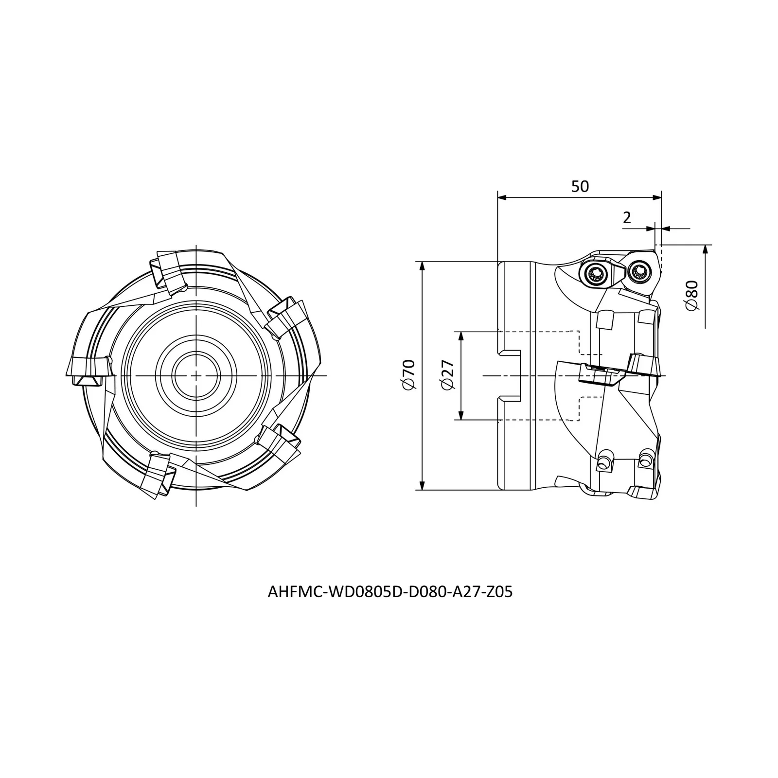 AHFMC-WD0805D-D080-A27-Z05 &mdash; dimensioned drawing