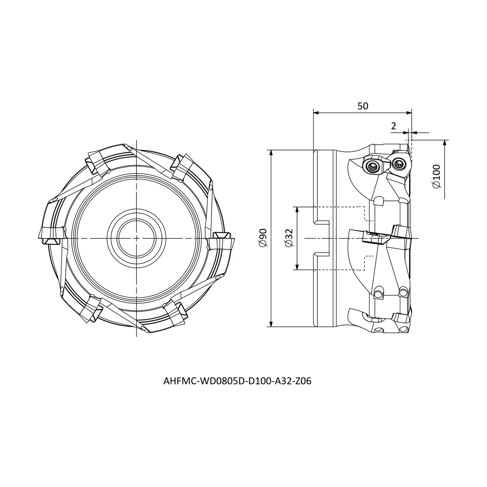 AHFMC-WD0805D-D100-A32-Z06 &mdash; dimensioned drawing
