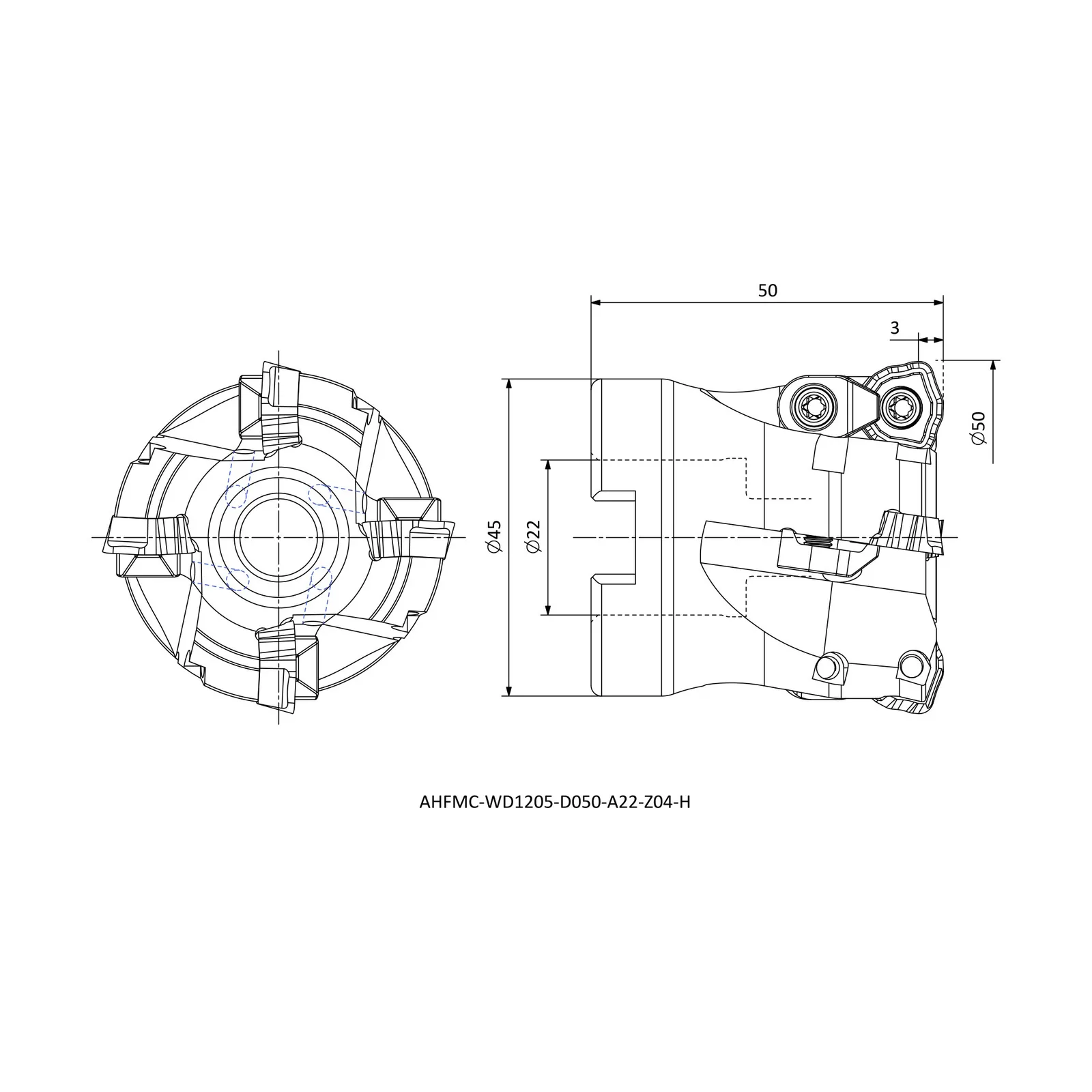 AHFMC-WD1205-D050-A22-Z04-H &mdash; dimensioned drawing