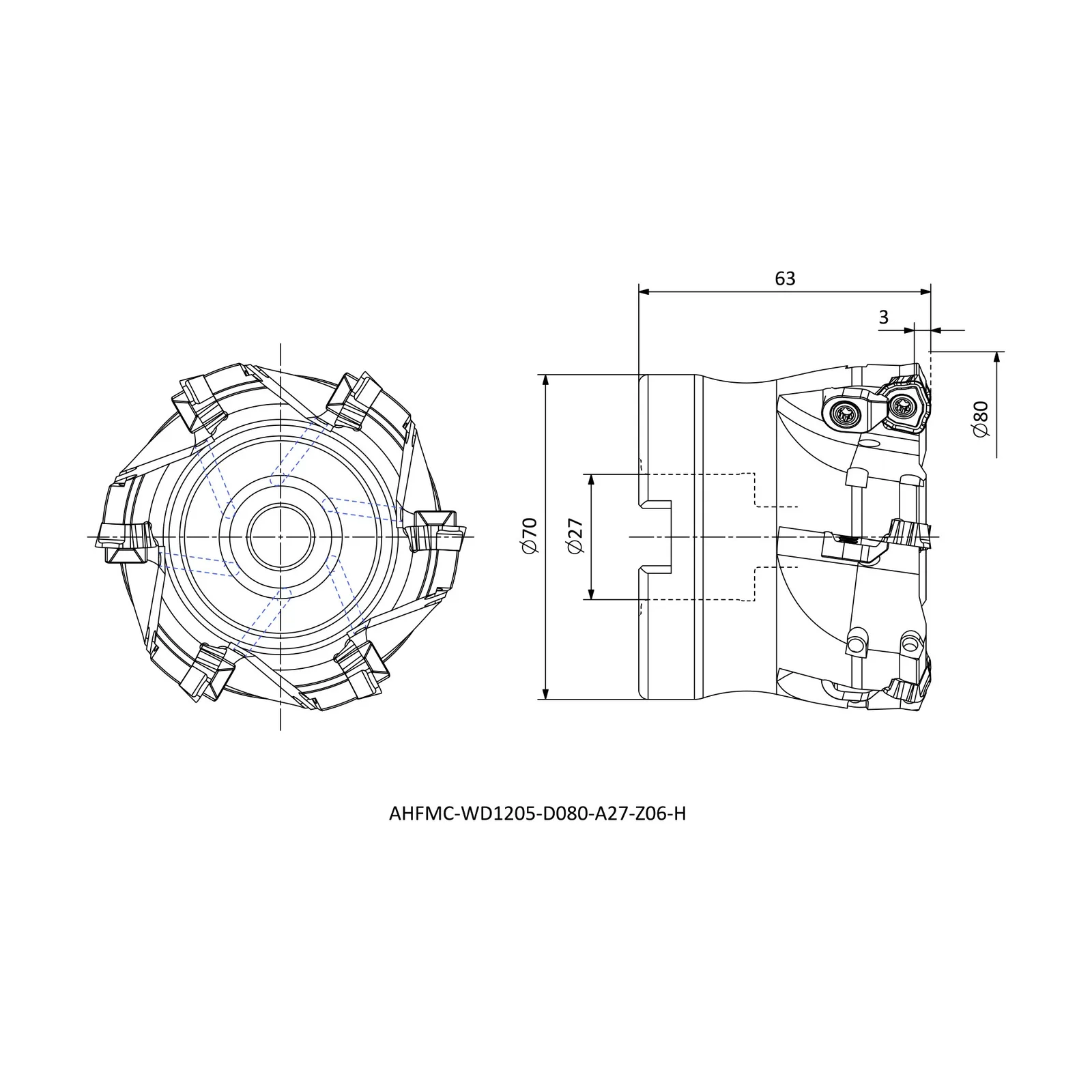 AHFMC-WD1205-D080-A27-Z06-H &mdash; dimensioned drawing