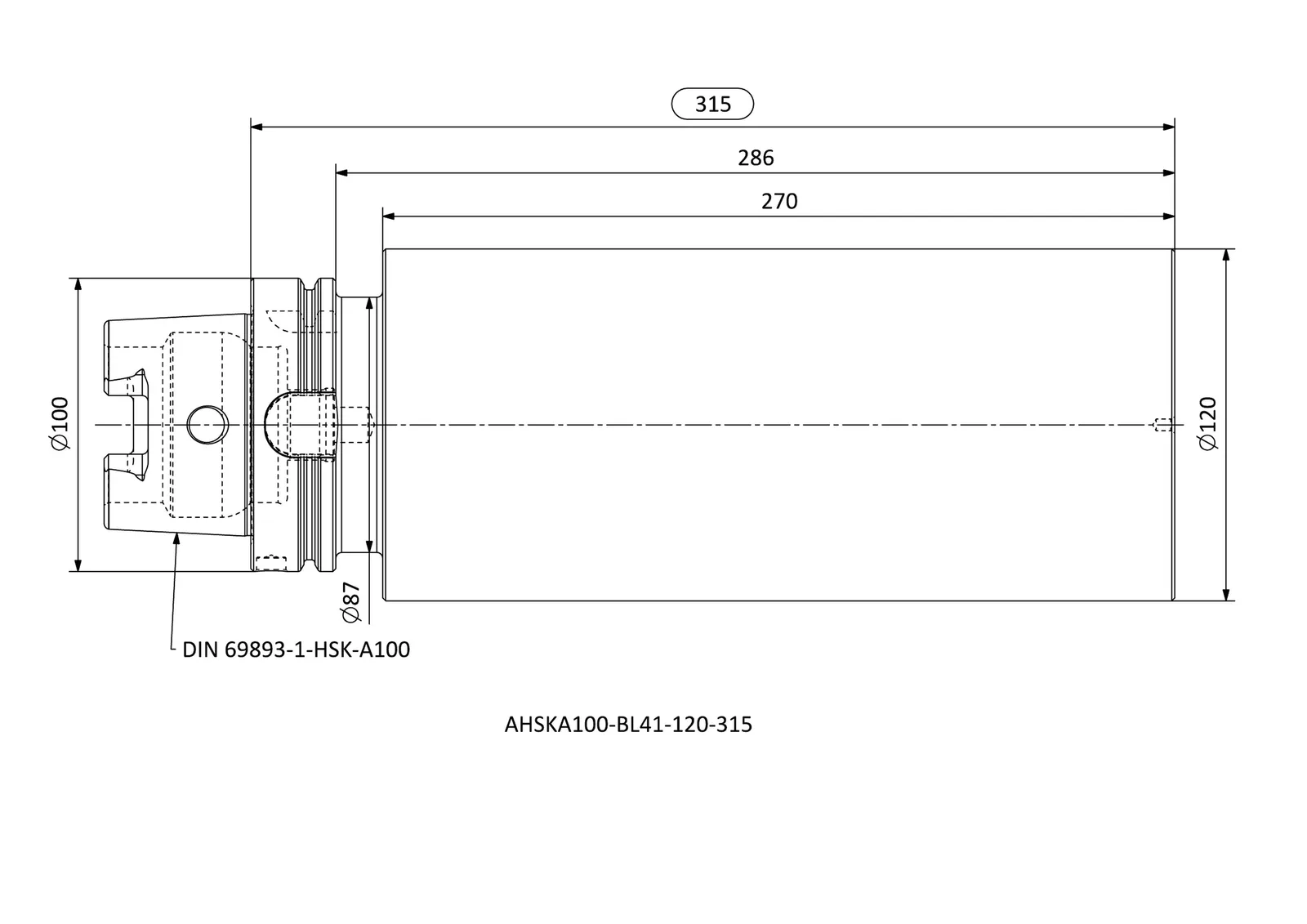 AHSKA100-BL41-120-315 &mdash; dimensioned drawing