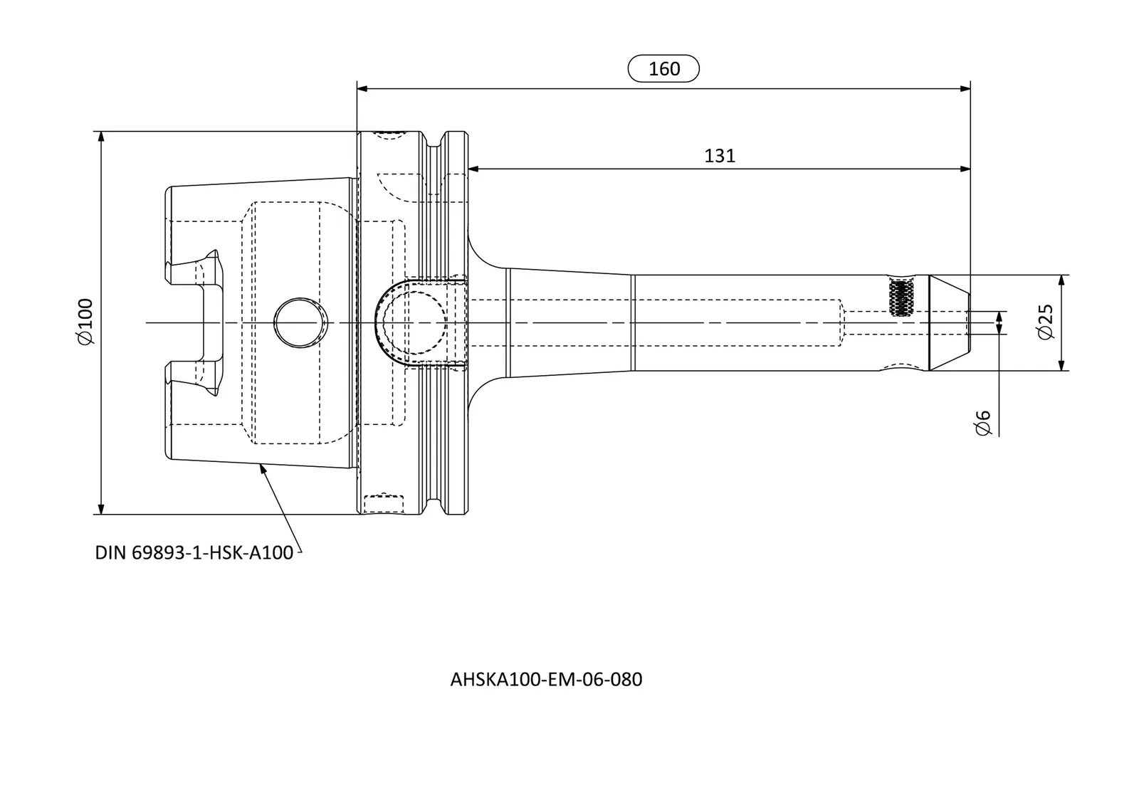 AHSKA100-EM-06-160 &mdash; dimensioned drawing