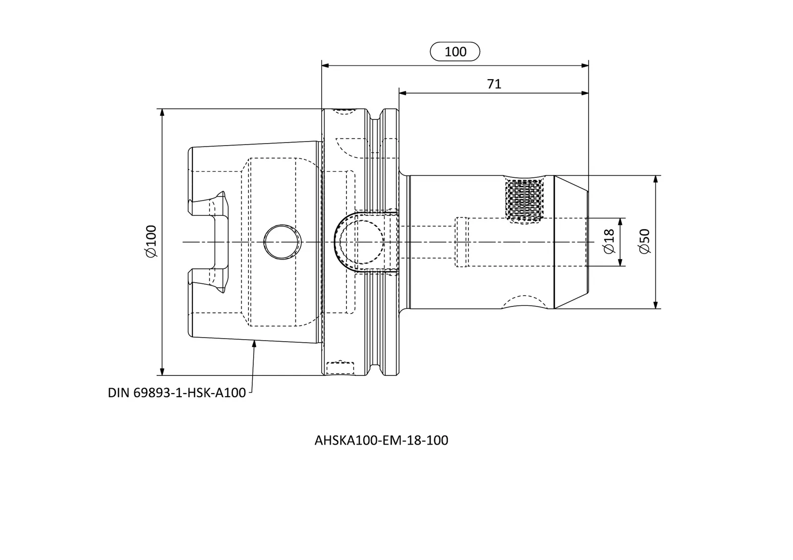 AHSKA100-EM-18-100 &mdash; dimensioned drawing