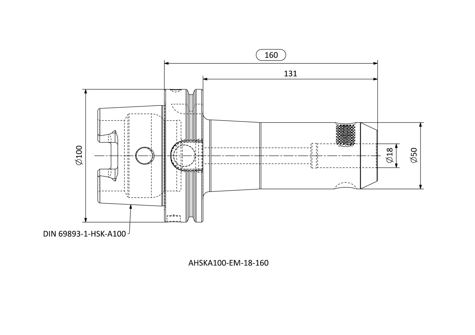 AHSKA100-EM-18-160 &mdash; dimensioned drawing