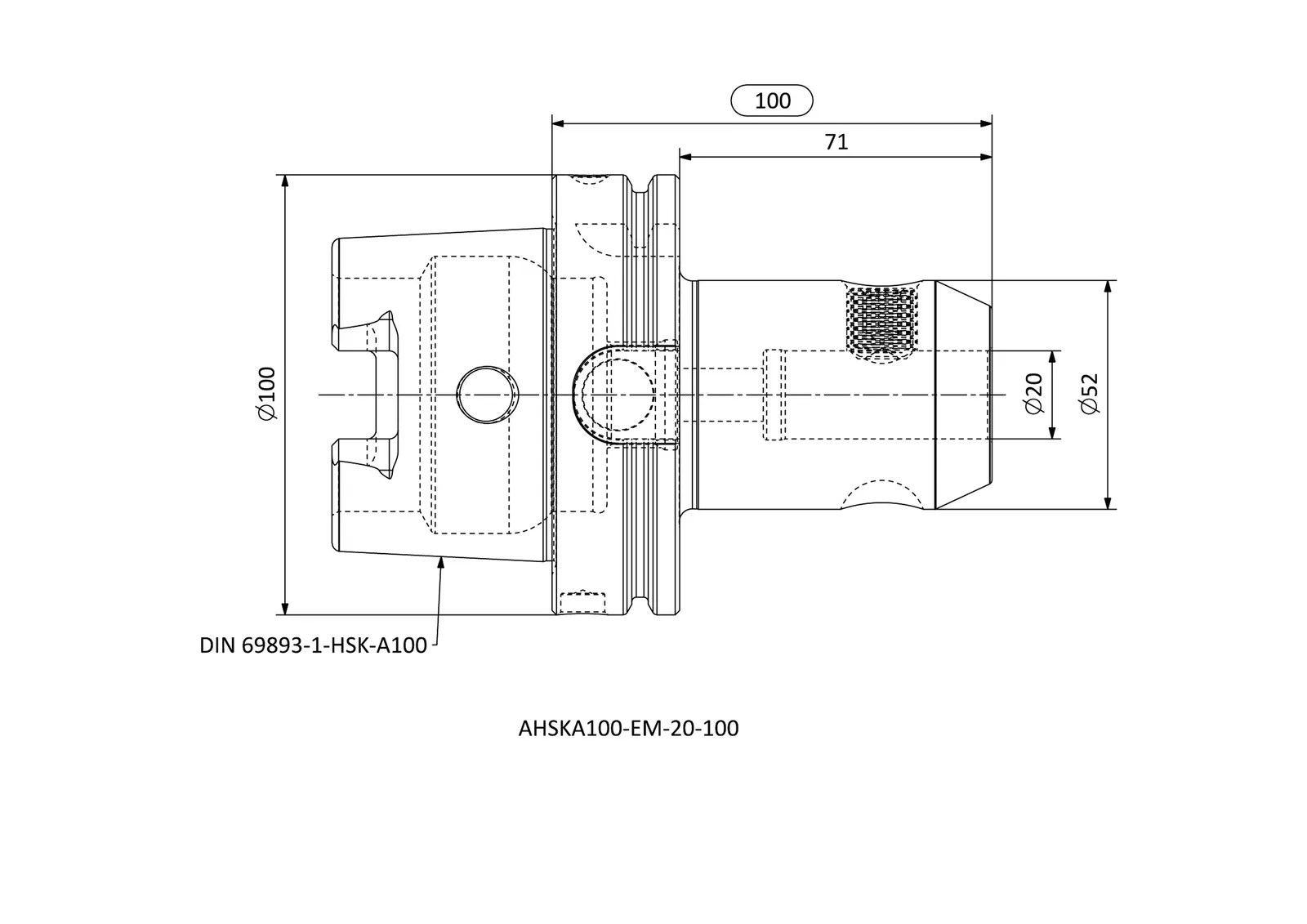 AHSKA100-EM-20-100 &mdash; dimensioned drawing