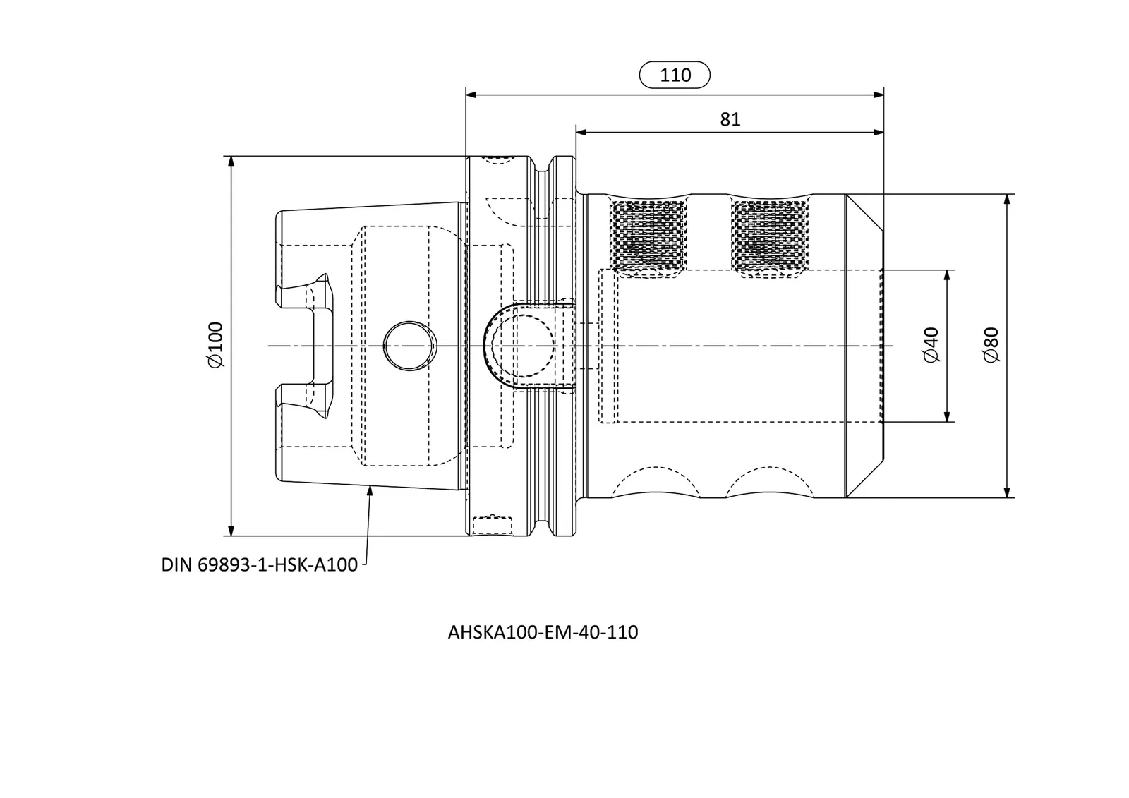 AHSKA100-EM-40-110 &mdash; dimensioned drawing