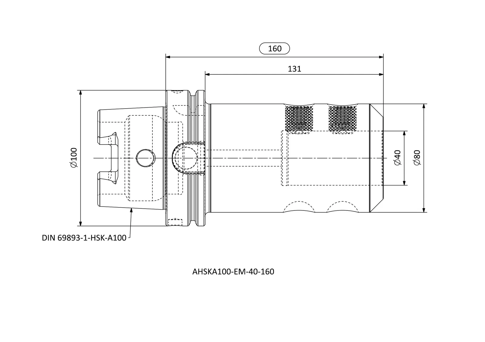 AHSKA100-EM-40-160 &mdash; dimensioned drawing