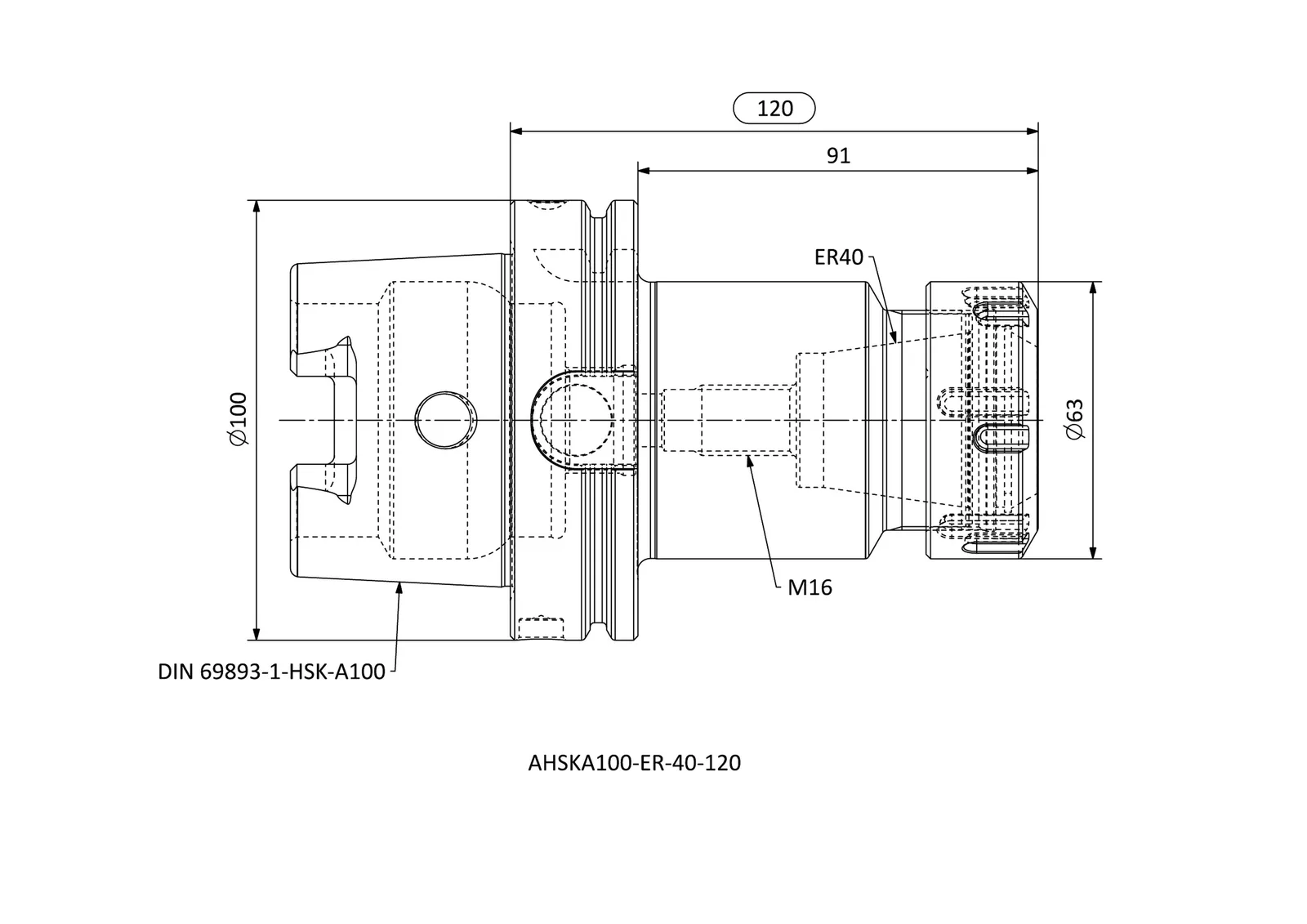 AHSKA100-ER-40-120 &mdash; dimensioned drawing