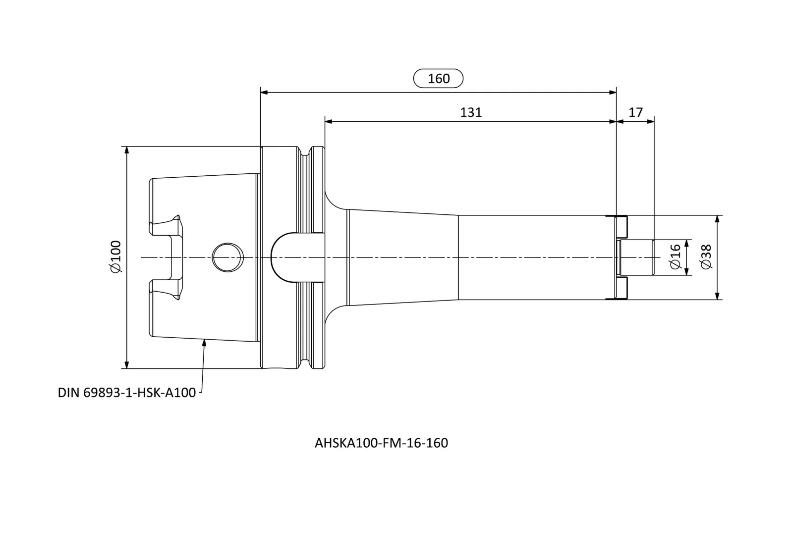 AHSKA100-FM-16-160 &mdash; dimensioned drawing