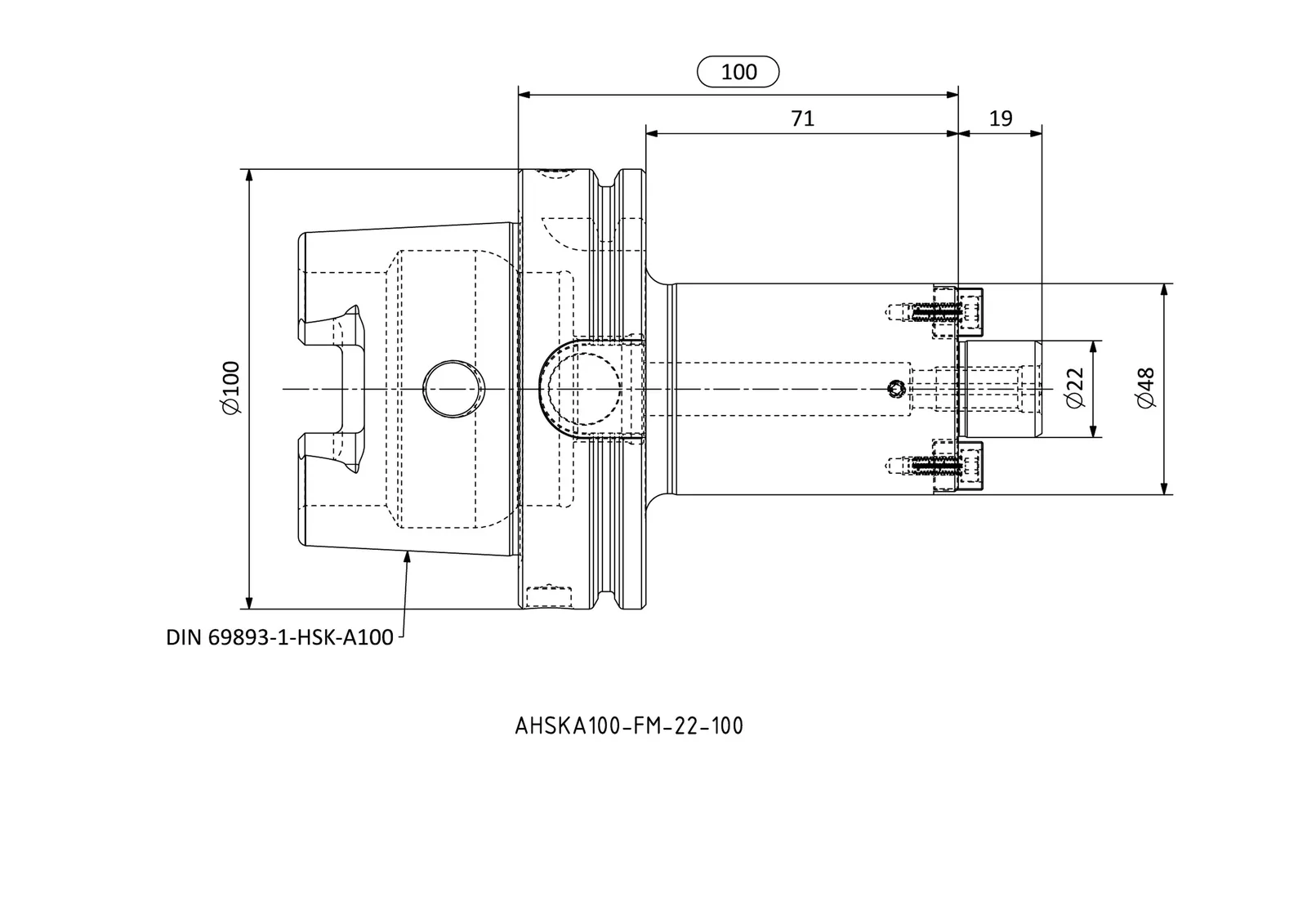 AHSKA100-FM-22-100 &mdash; dimensioned drawing