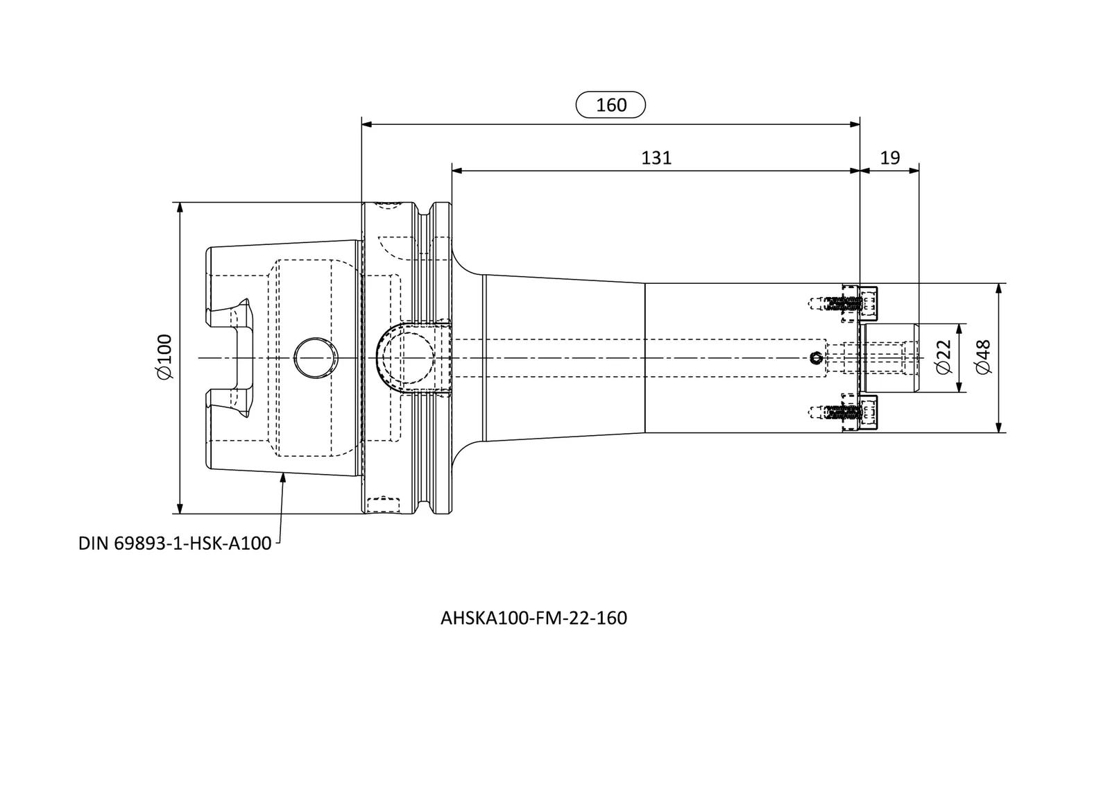 AHSKA100-FM-22-160 &mdash; dimensioned drawing