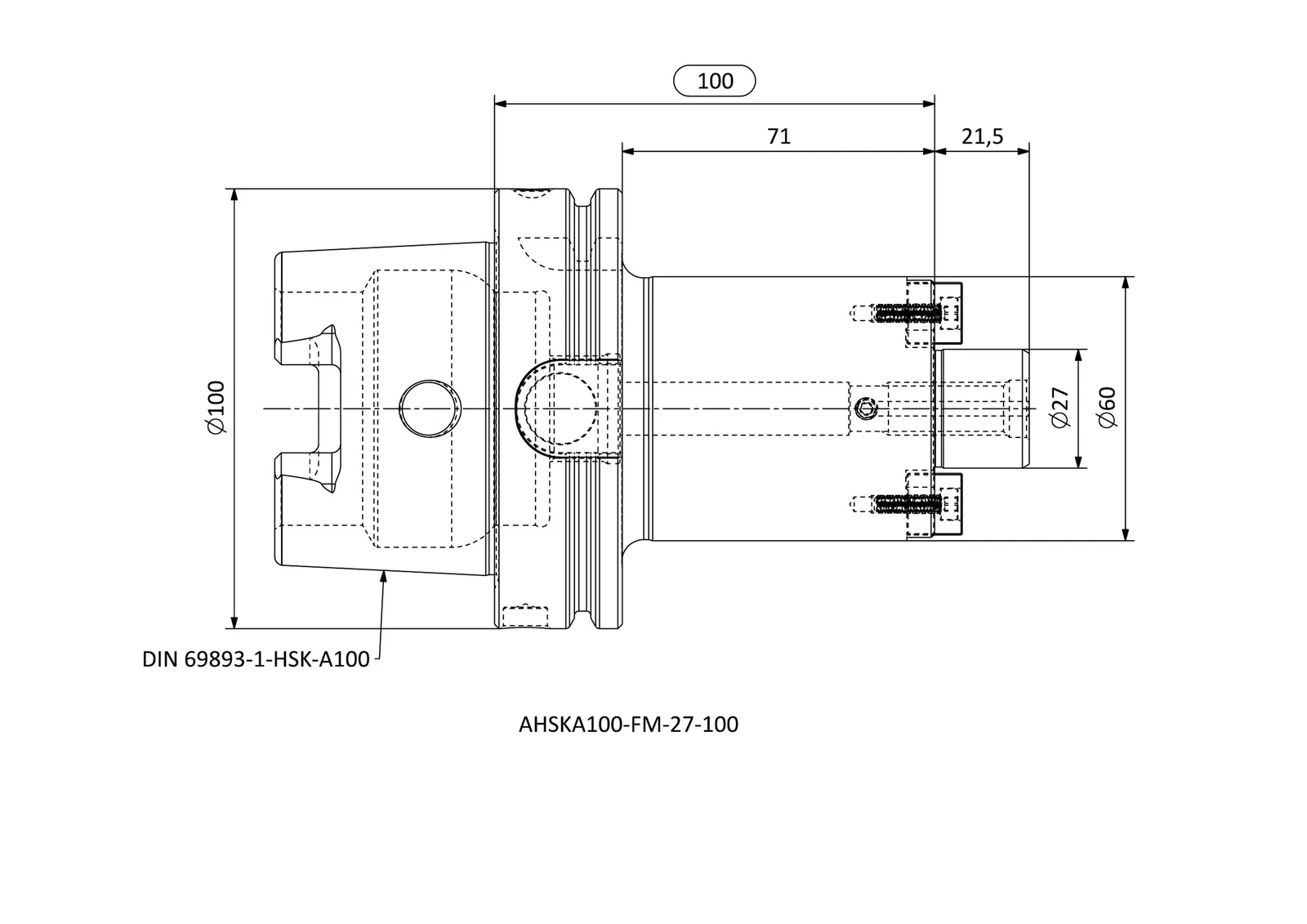 AHSKA100-FM-27-100 &mdash; dimensioned drawing