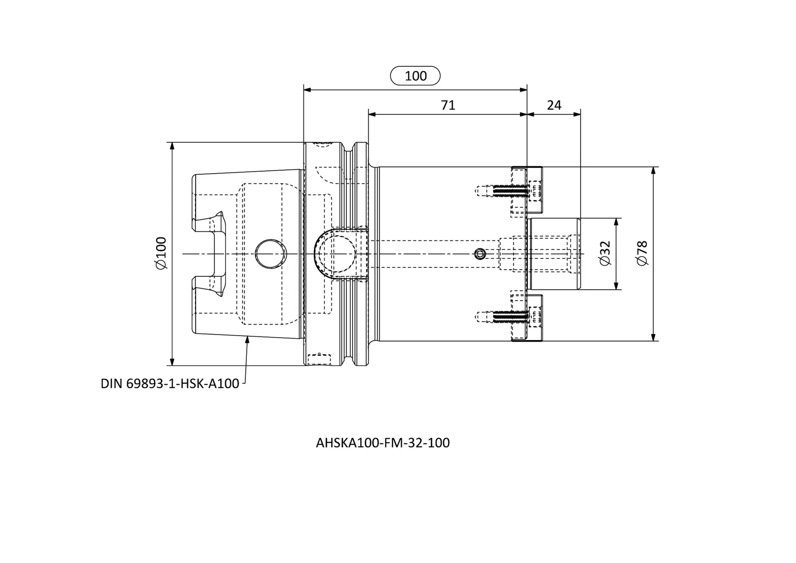 AHSKA100-FM-32-100 &mdash; dimensioned drawing