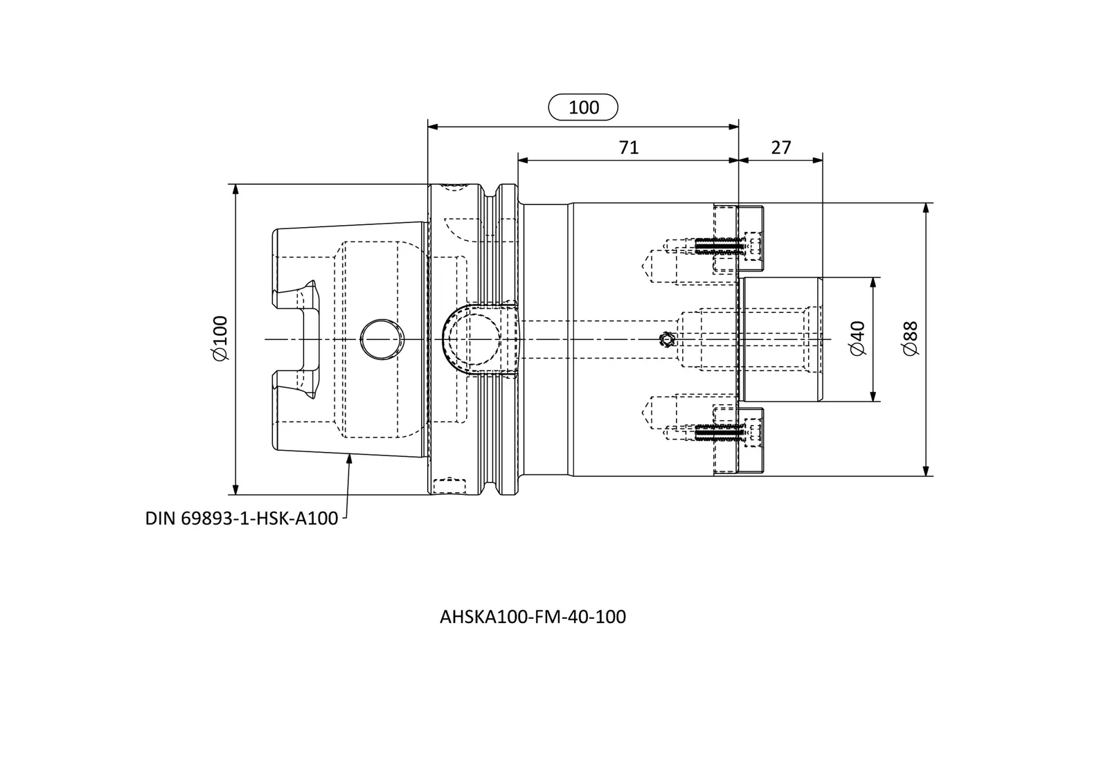 AHSKA100-FM-40-100 &mdash; dimensioned drawing