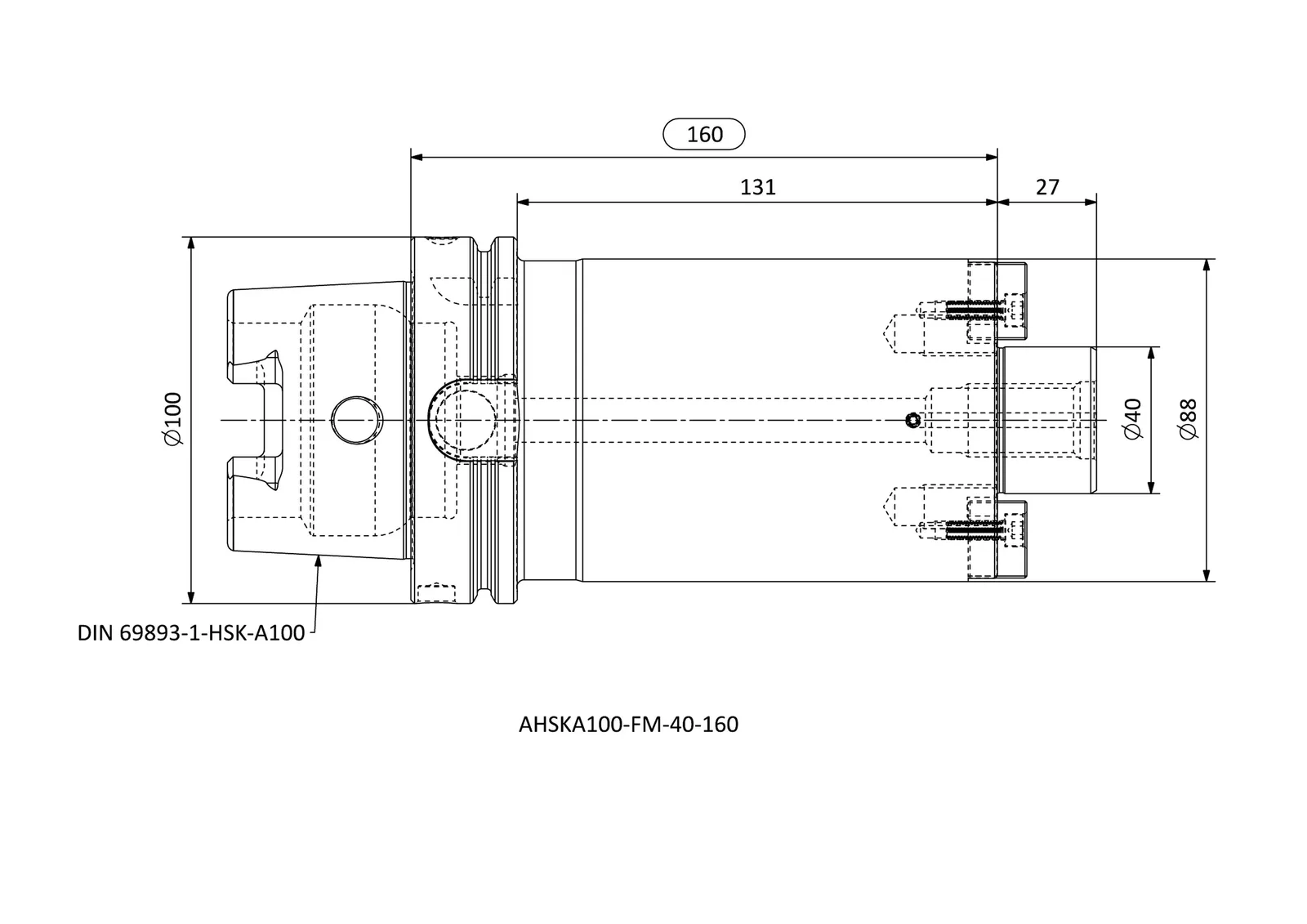 AHSKA100-FM-40-160 &mdash; dimensioned drawing