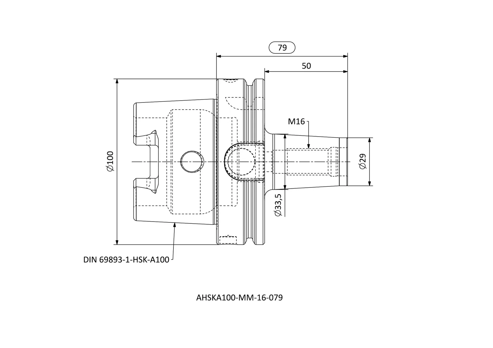 AHSKA100-MM-16-079 &mdash; dimensioned drawing