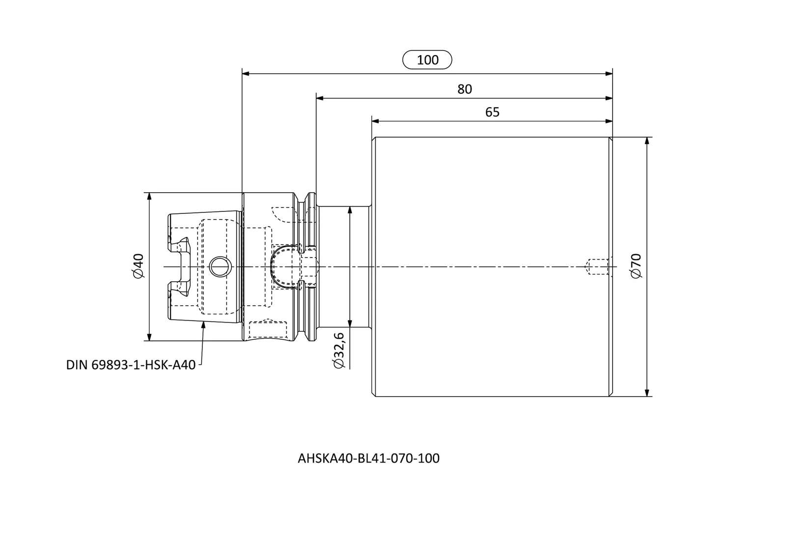 AHSKA40-BL41-070-100 &mdash; dimensioned drawing