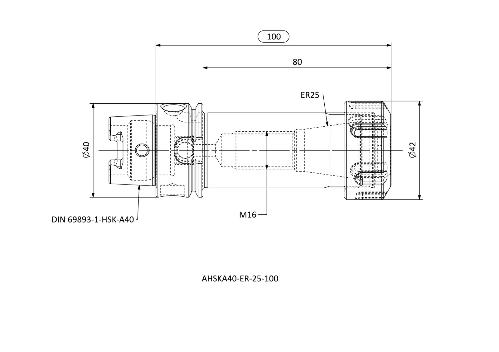 AHSKA40-ER-25-100 &mdash; dimensioned drawing