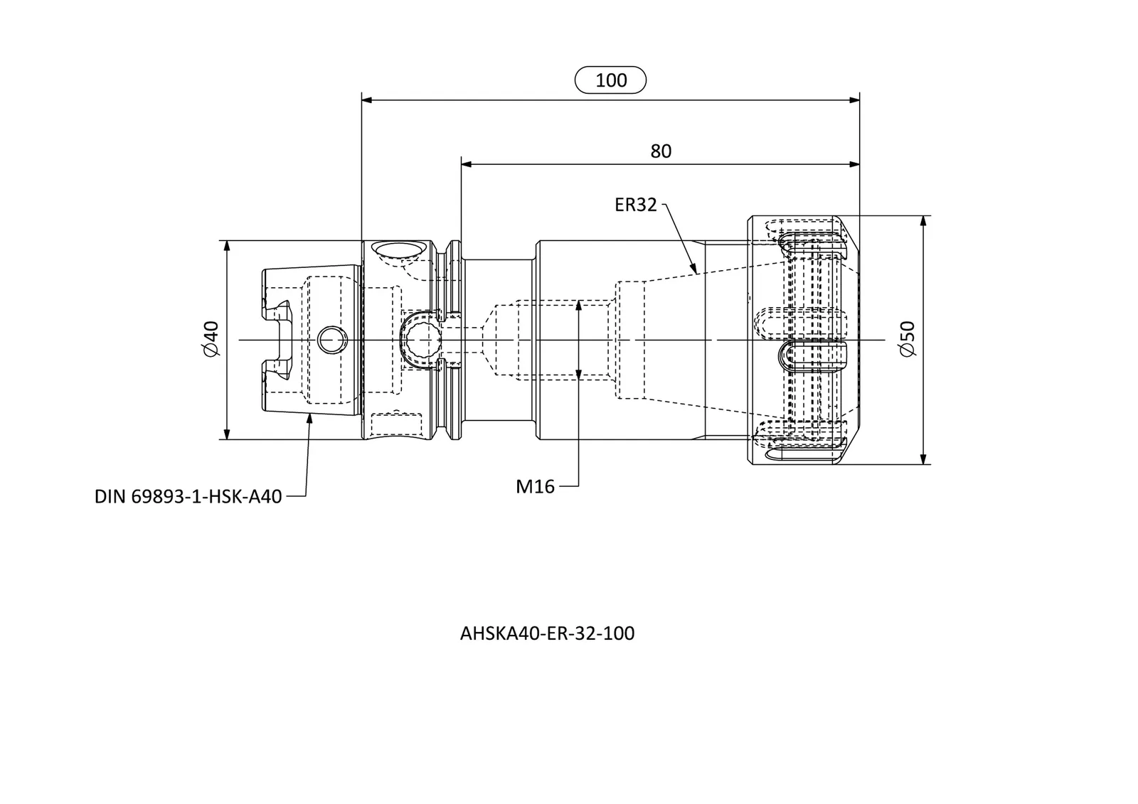AHSKA40-ER-32-100 &mdash; dimensioned drawing
