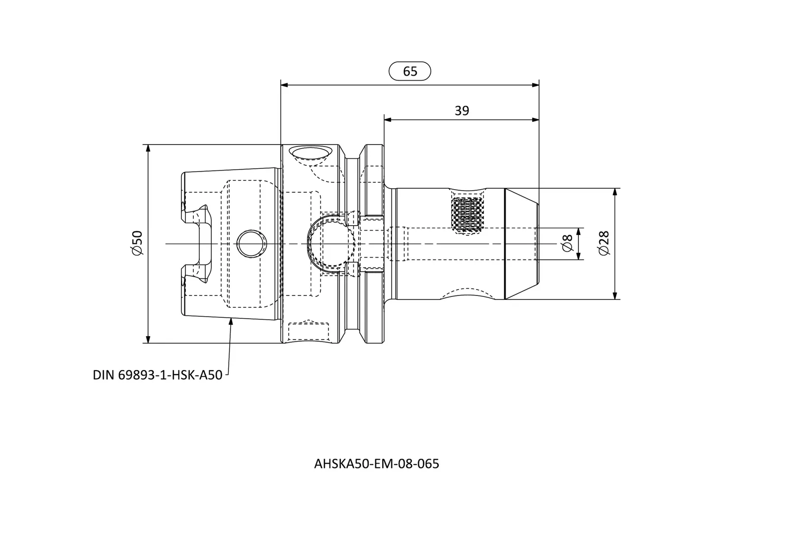 AHSKA50-EM-08-065 &mdash; dimensioned drawing