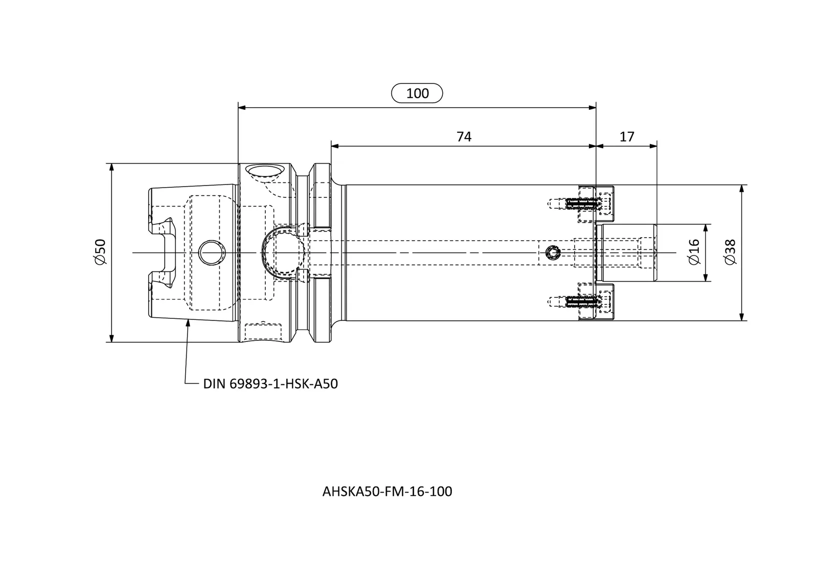 AHSKA50-FM-16-100 &mdash; dimensioned drawing