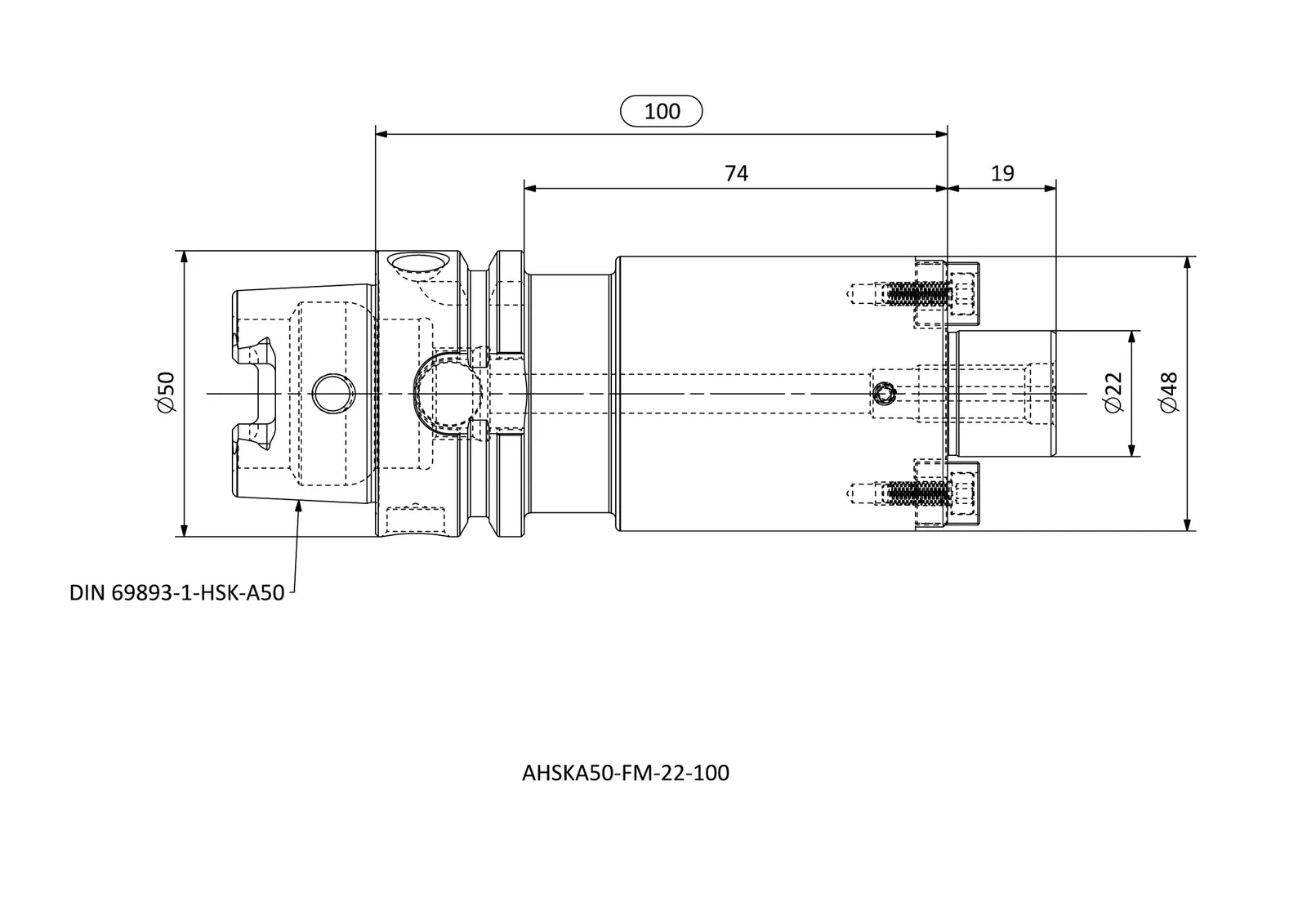 AHSKA50-FM-22-100 &mdash; dimensioned drawing