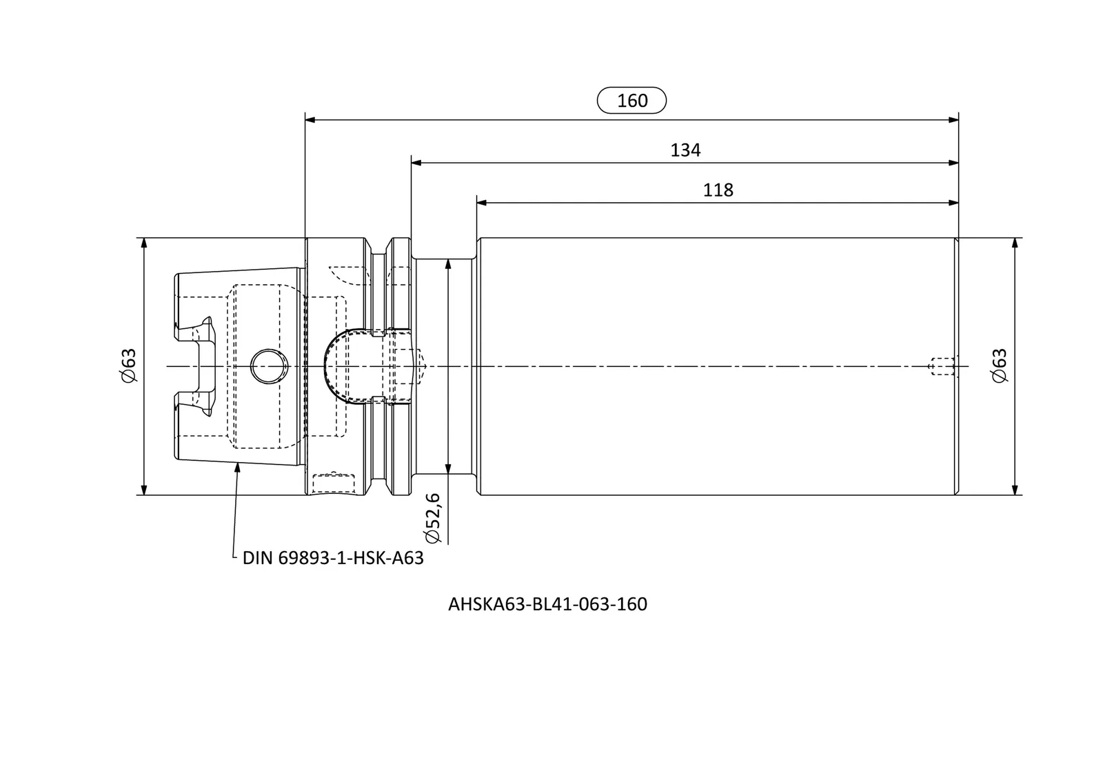 AHSKA63-BL41-063-160 &mdash; dimensioned drawing