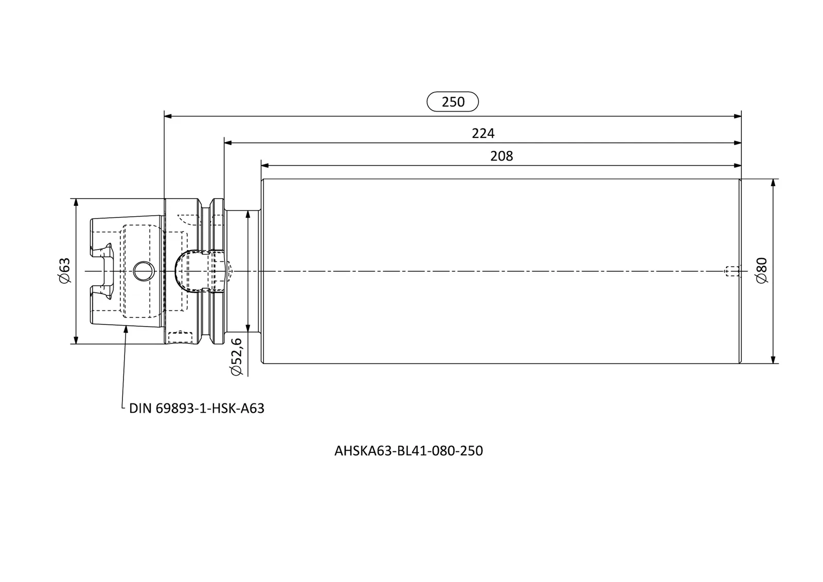 AHSKA63-BL41-080-250 &mdash; dimensioned drawing