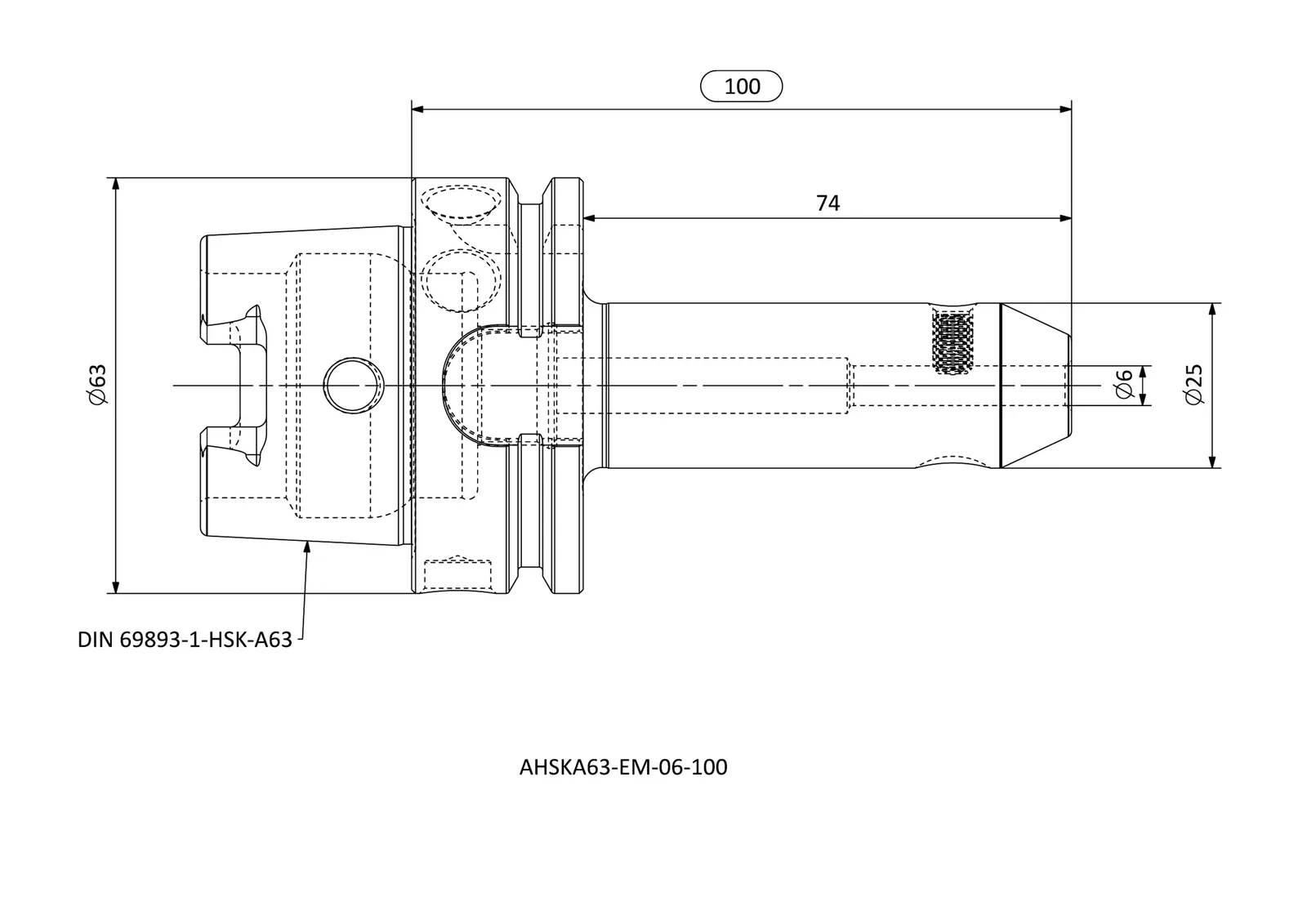 AHSKA63-EM-06-100 &mdash; dimensioned drawing