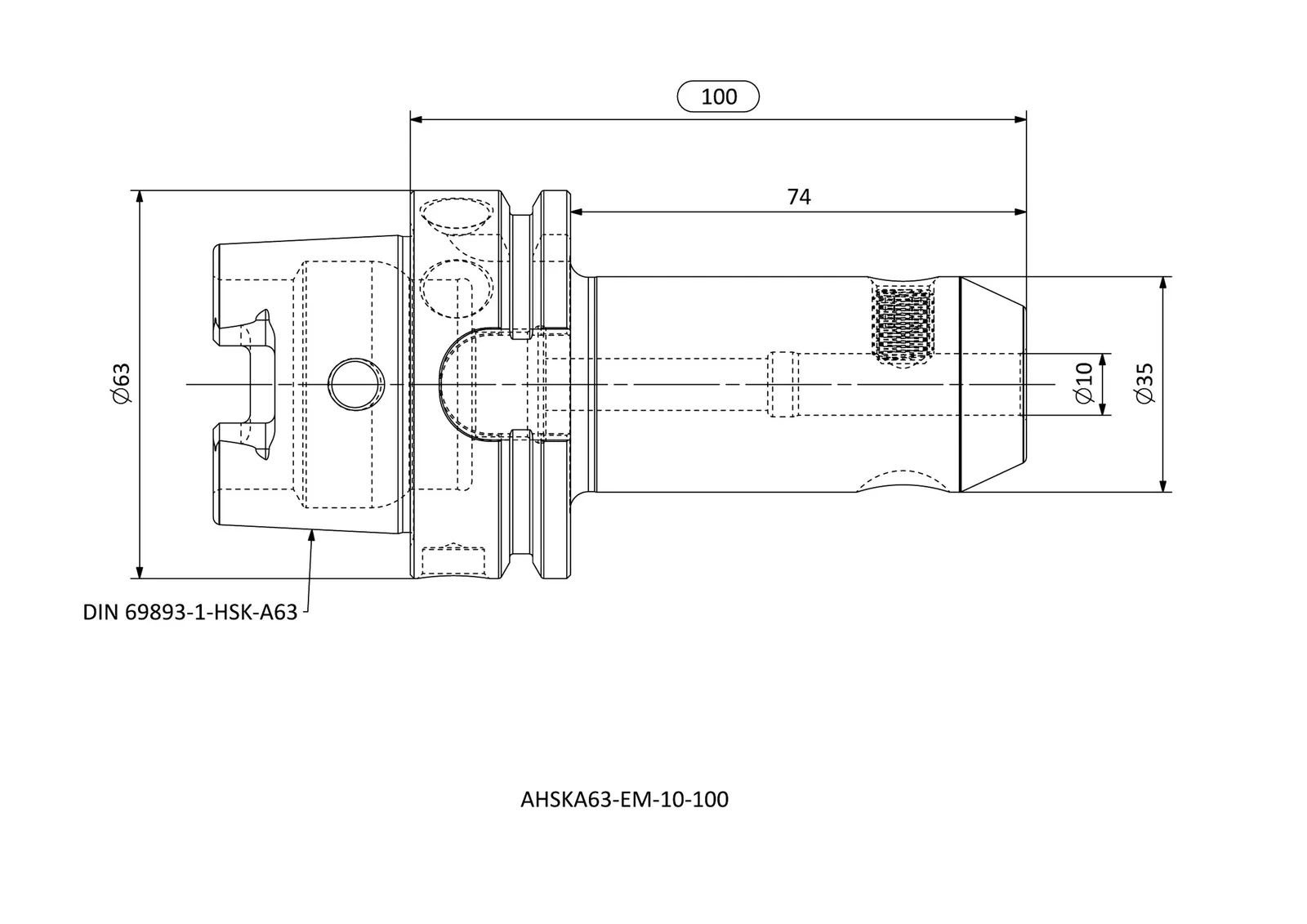 AHSKA63-EM-10-100 &mdash; dimensioned drawing