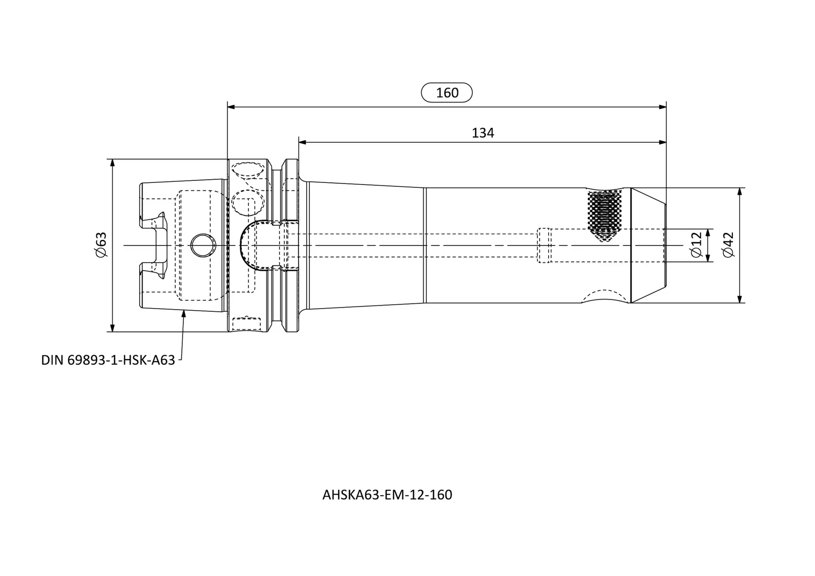 AHSKA63-EM-12-160 &mdash; dimensioned drawing
