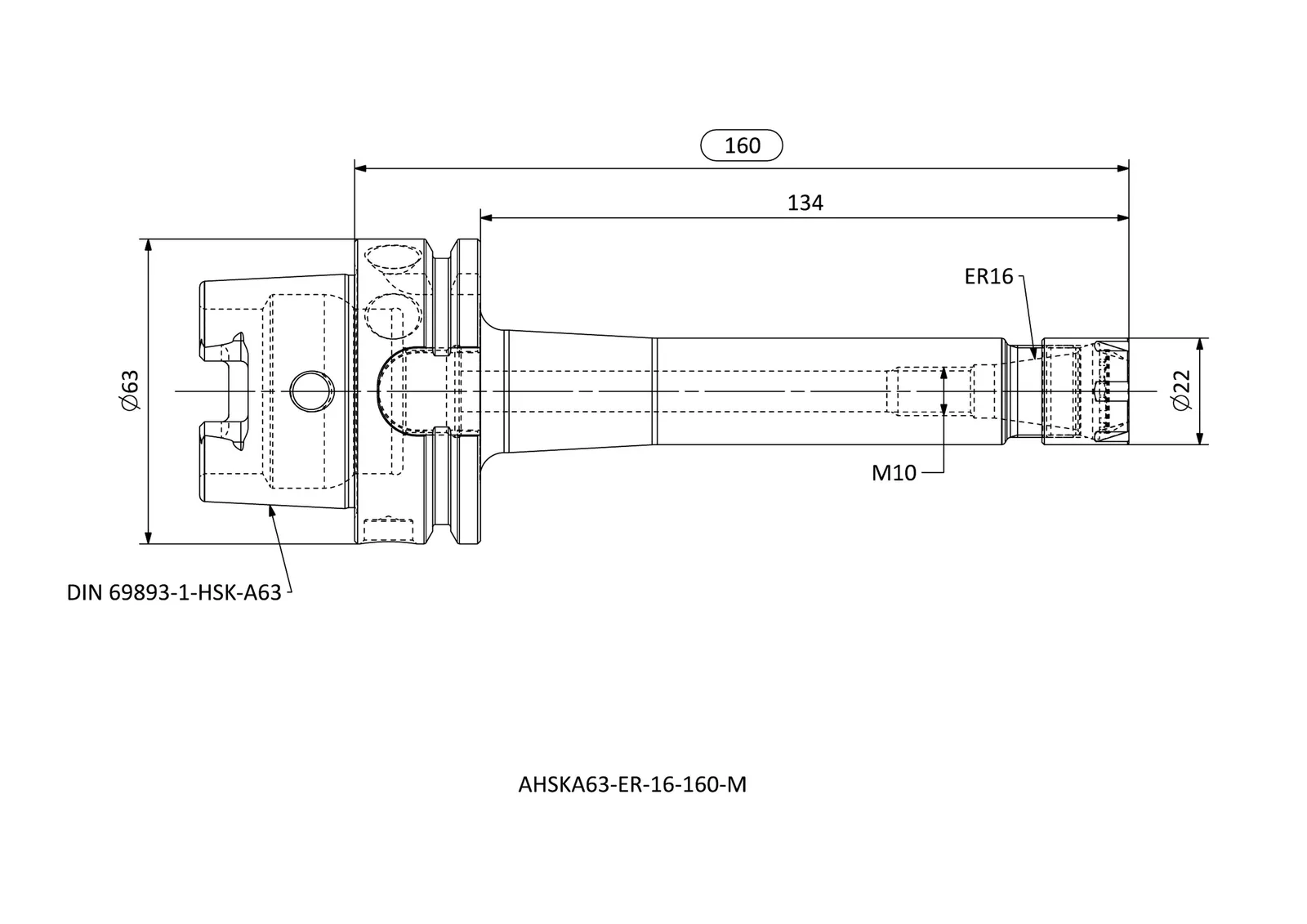 AHSKA63-ER-16-160-M &mdash; dimensioned drawing