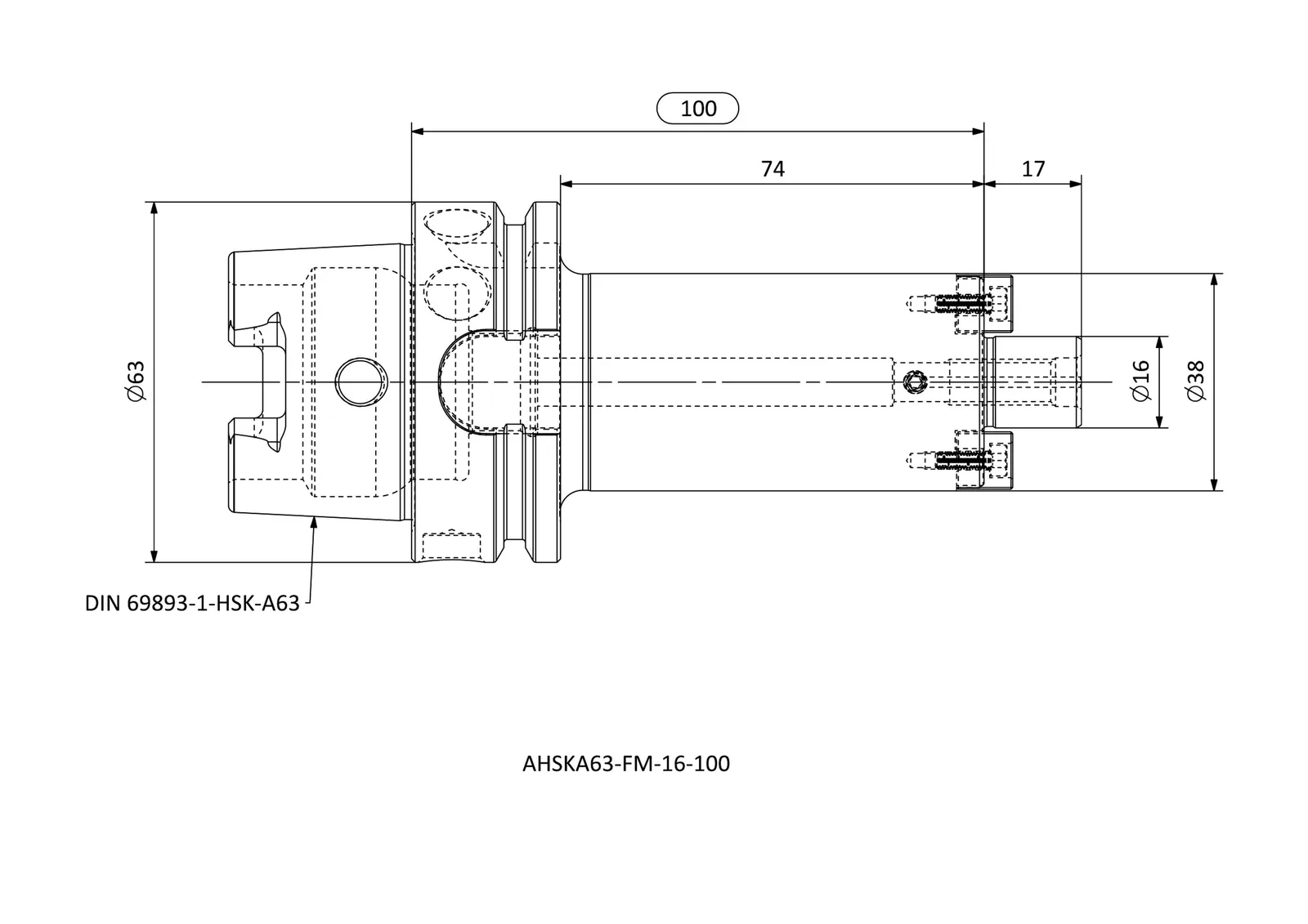 AHSKA63-FM-16-100 &mdash; dimensioned drawing