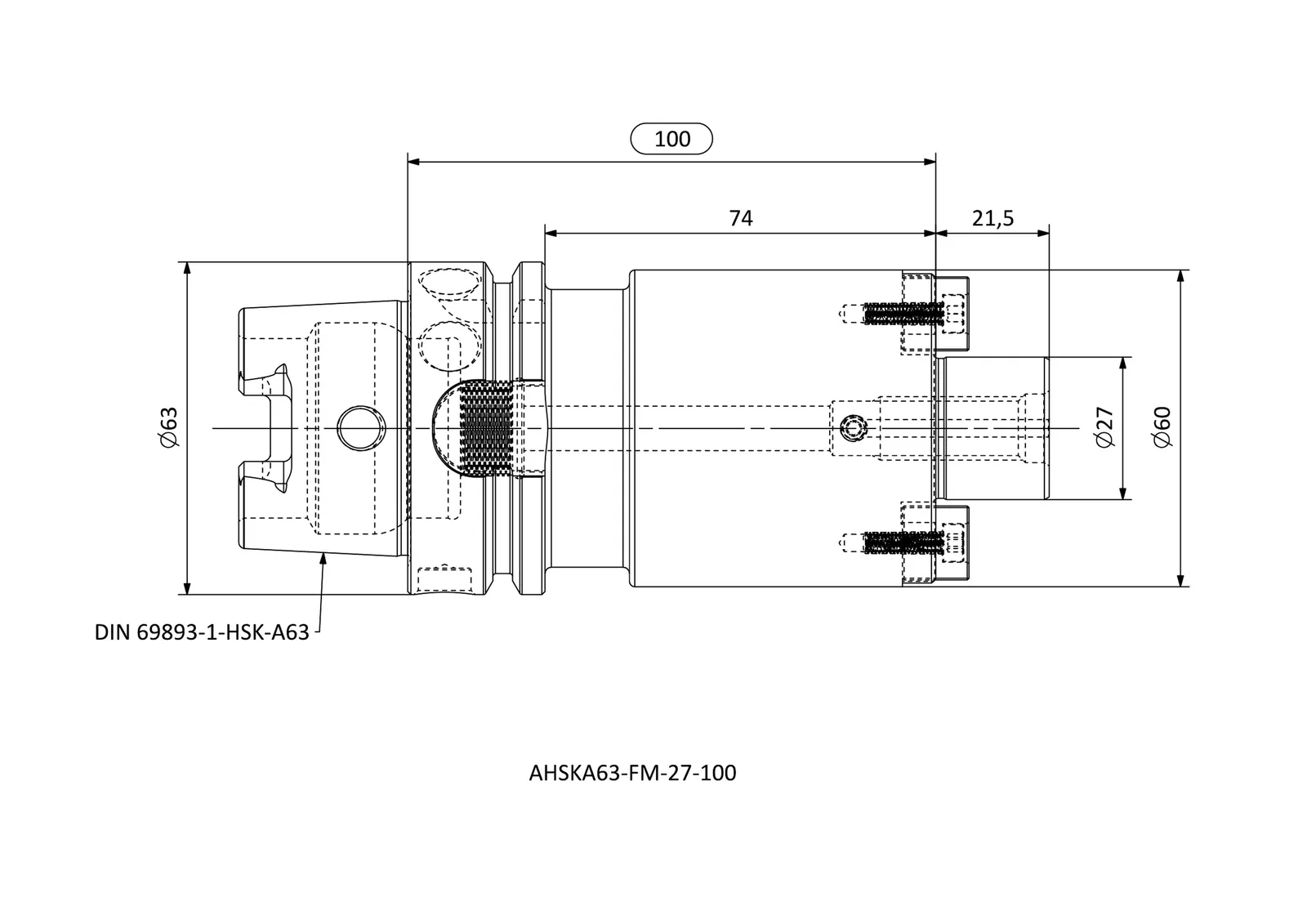 AHSKA63-FM-27-100 &mdash; dimensioned drawing