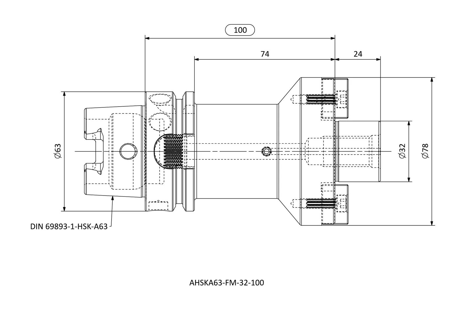AHSKA63-FM-32-100 &mdash; dimensioned drawing