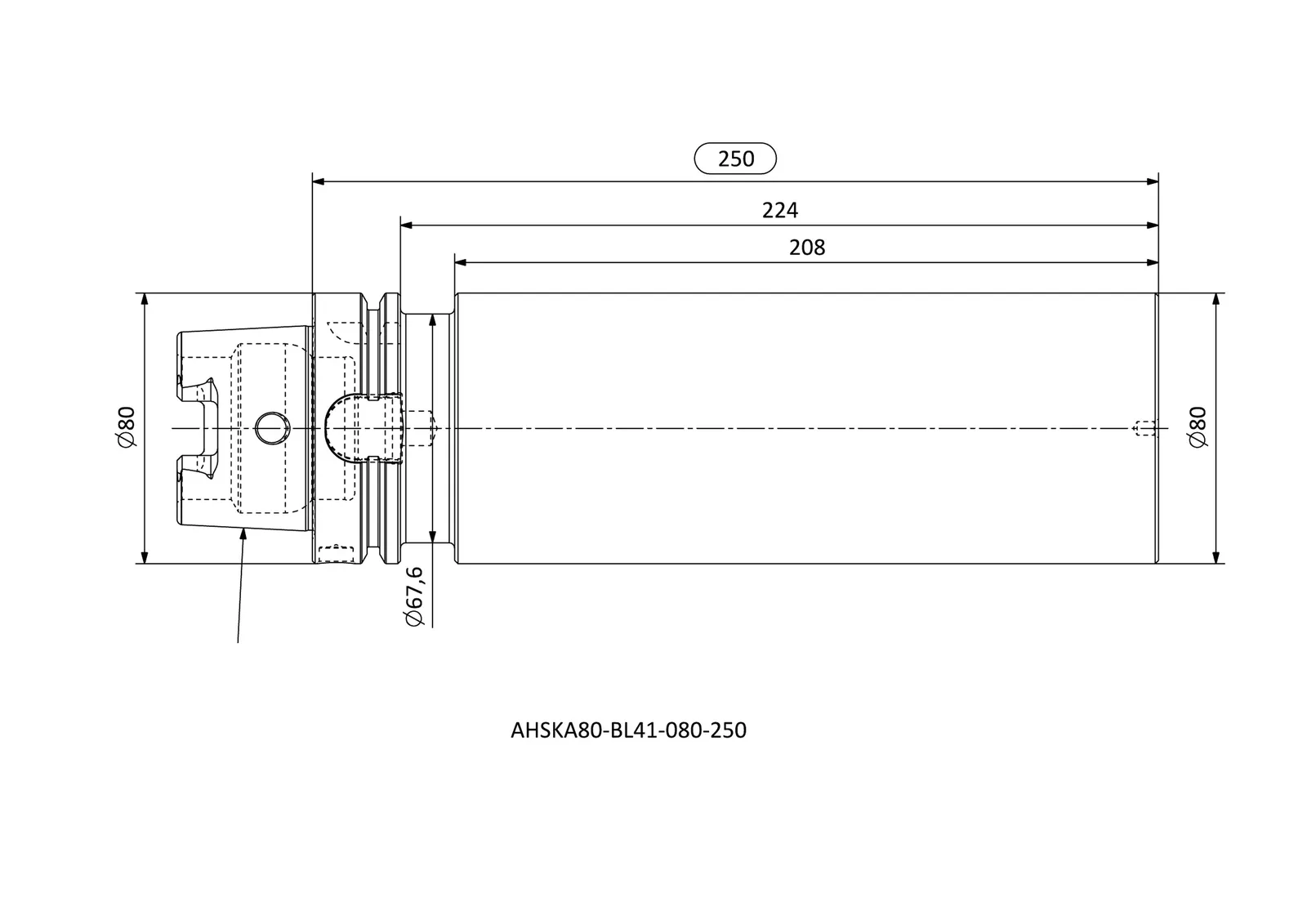 AHSKA80-BL41-080-250 &mdash; dimensioned drawing
