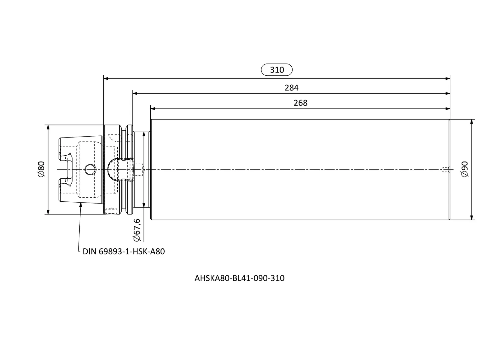 AHSKA80-BL41-090-310 &mdash; dimensioned drawing