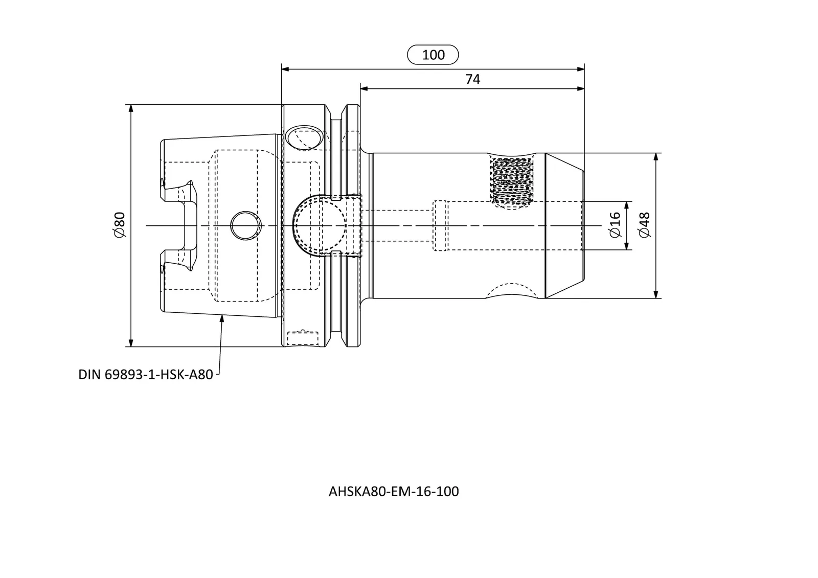 AHSKA80-EM-16-100 &mdash; dimensioned drawing