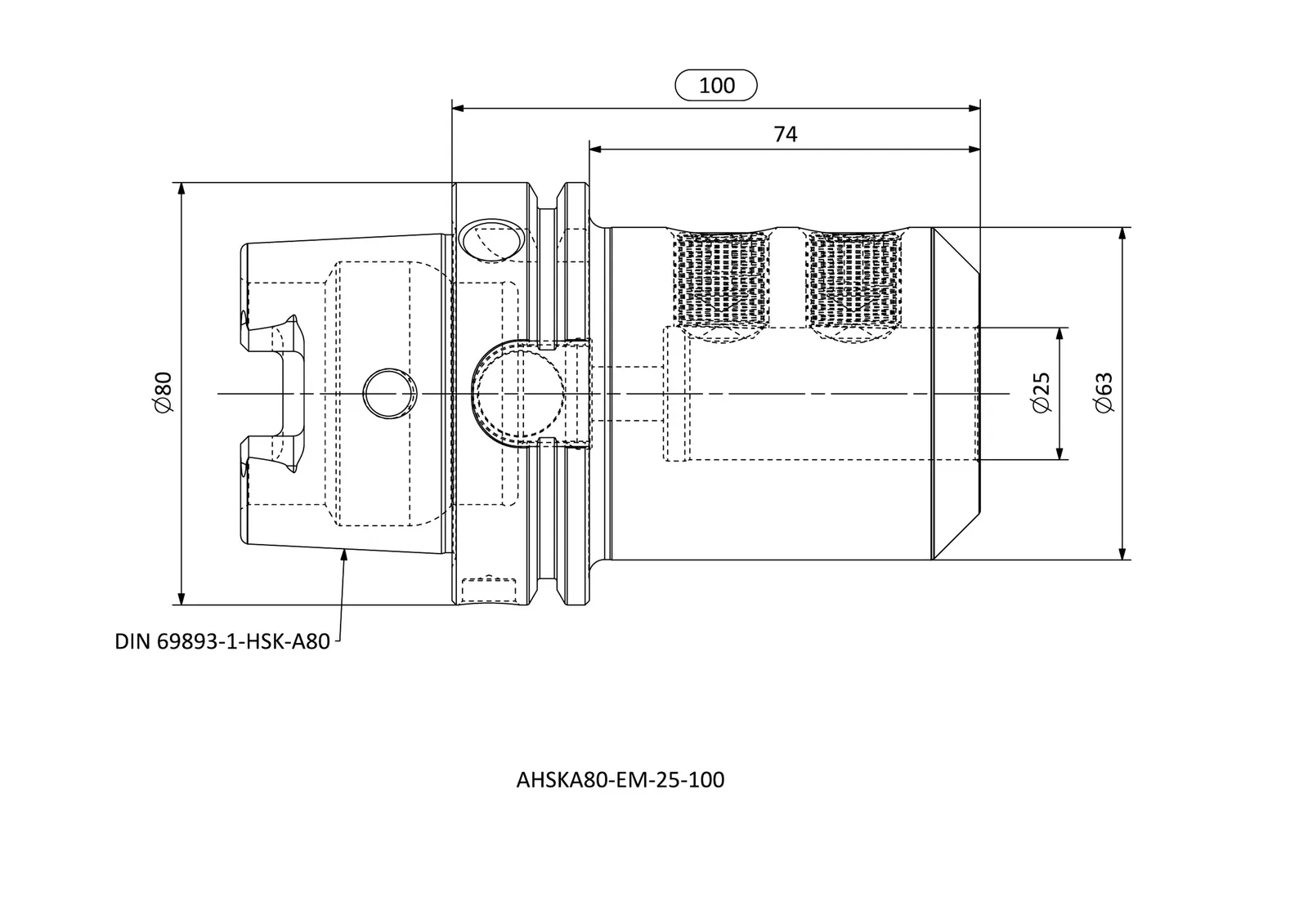 AHSKA80-EM-25-100 &mdash; dimensioned drawing
