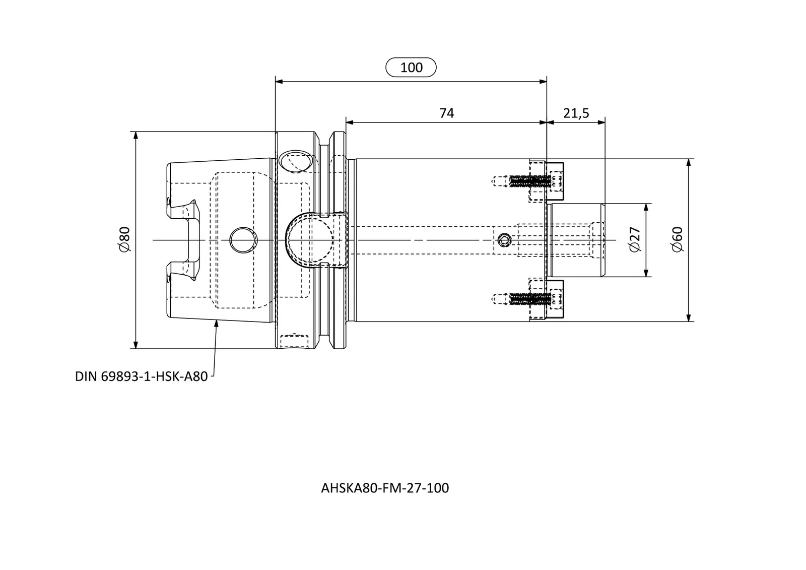 AHSKA80-FM-27-100 &mdash; dimensioned drawing