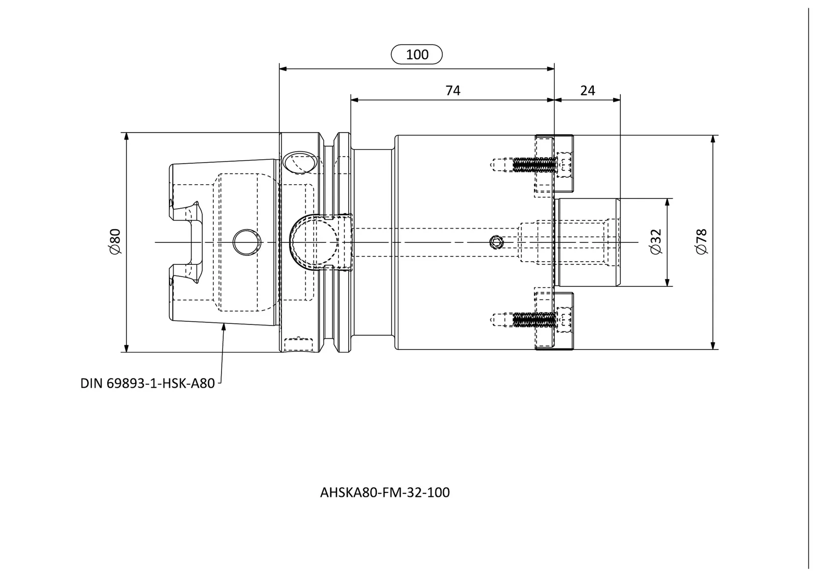 AHSKA80-FM-32-100 &mdash; dimensioned drawing