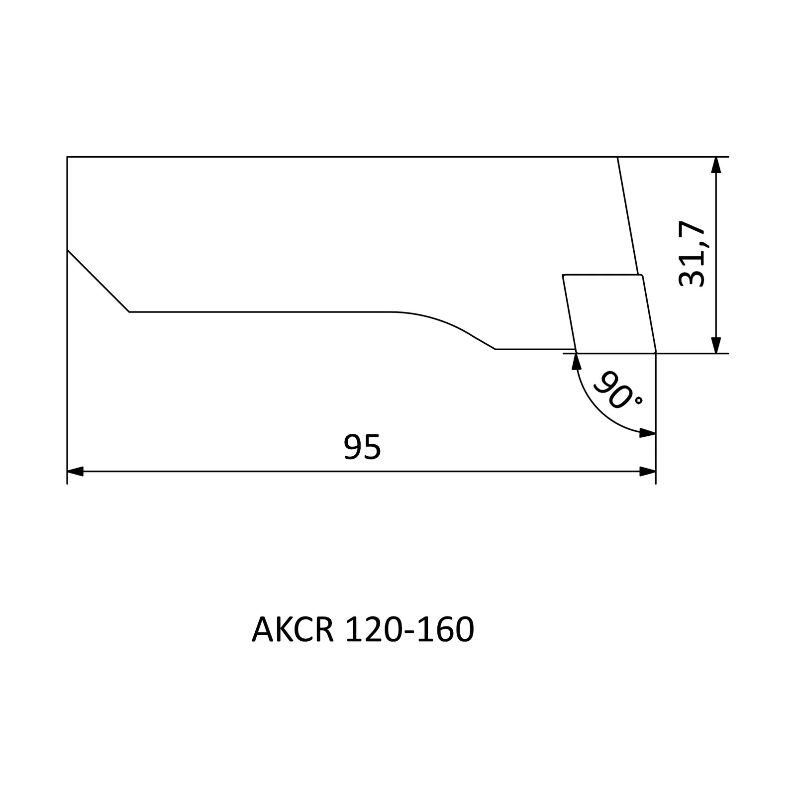 AKCR 120-160 &mdash; dimensioned drawing