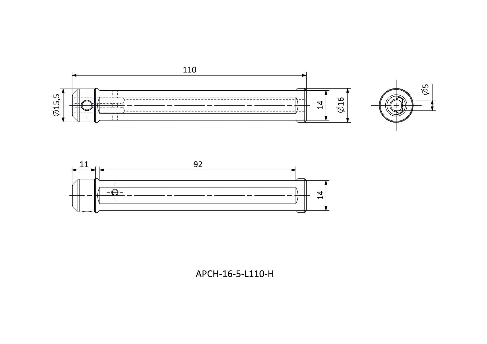 APCH-16-5-L110-H &mdash; dimensioned drawing