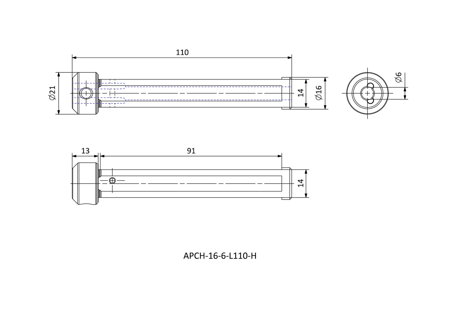 APCH-16-6-L110-H &mdash; dimensioned drawing